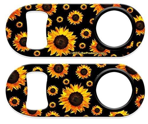 BarConic Mini Bottle Opener with Retractable Reel - Compact & Portable Sunflower Design - Perfect for Camping, Picnics, and Outdoor Adventures