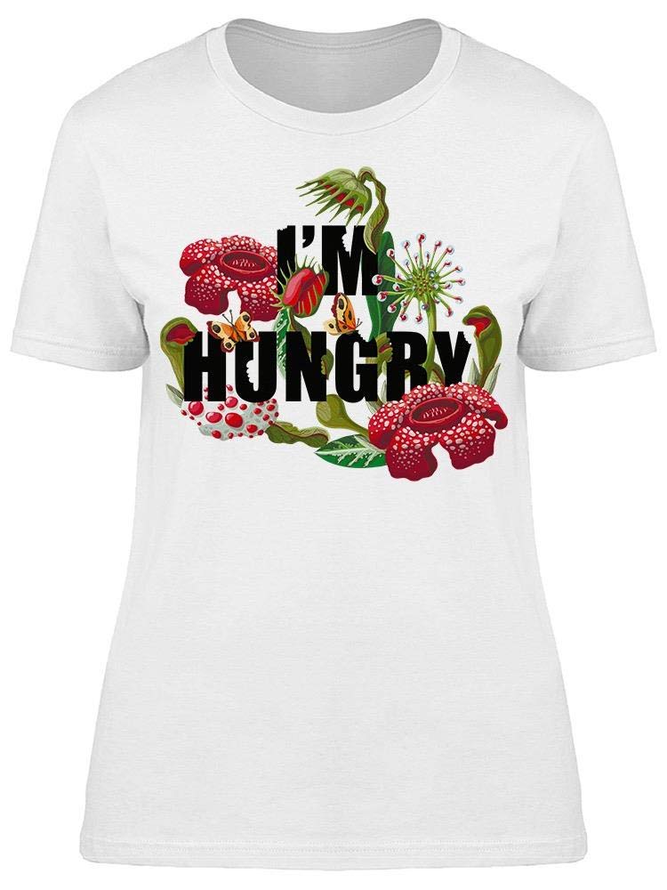 Smartprints 'I'm Hungry' Funny Graphic T-Shirt for Women - Casual Comfort Fit Cotton Tee - Perfect for Lazy Days, Brunch & Relaxing