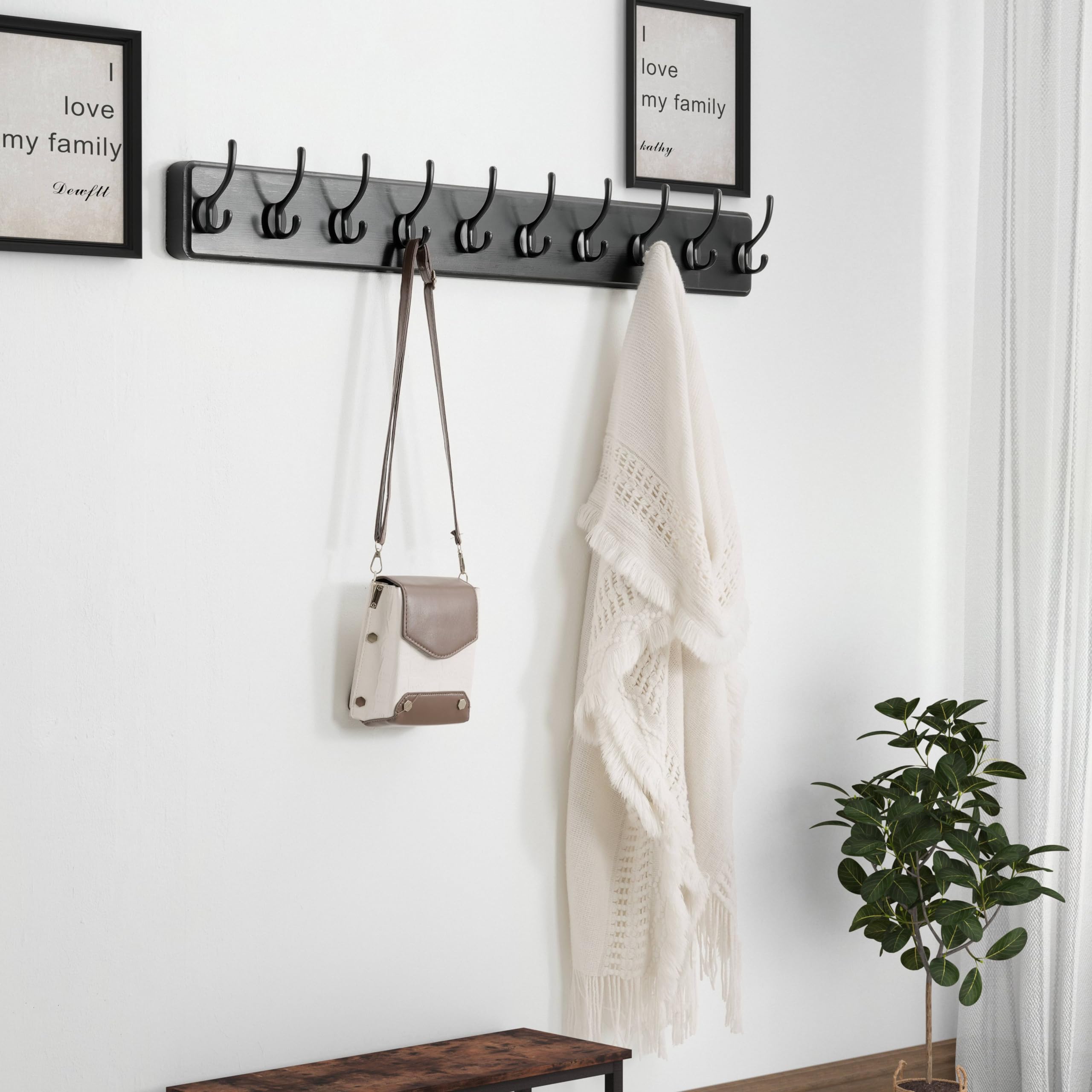 Dseap Heavy-Duty Wooden Wall Mounted Coat Rack - 38.25