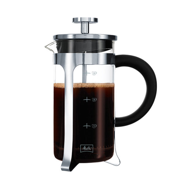 Melitta Premium French Press Coffee Maker - 34 oz Stainless Steel, 4-Level Filtration - Perfect for Home, Office & Camping - Brew Rich, Bold Coffee in Minutes