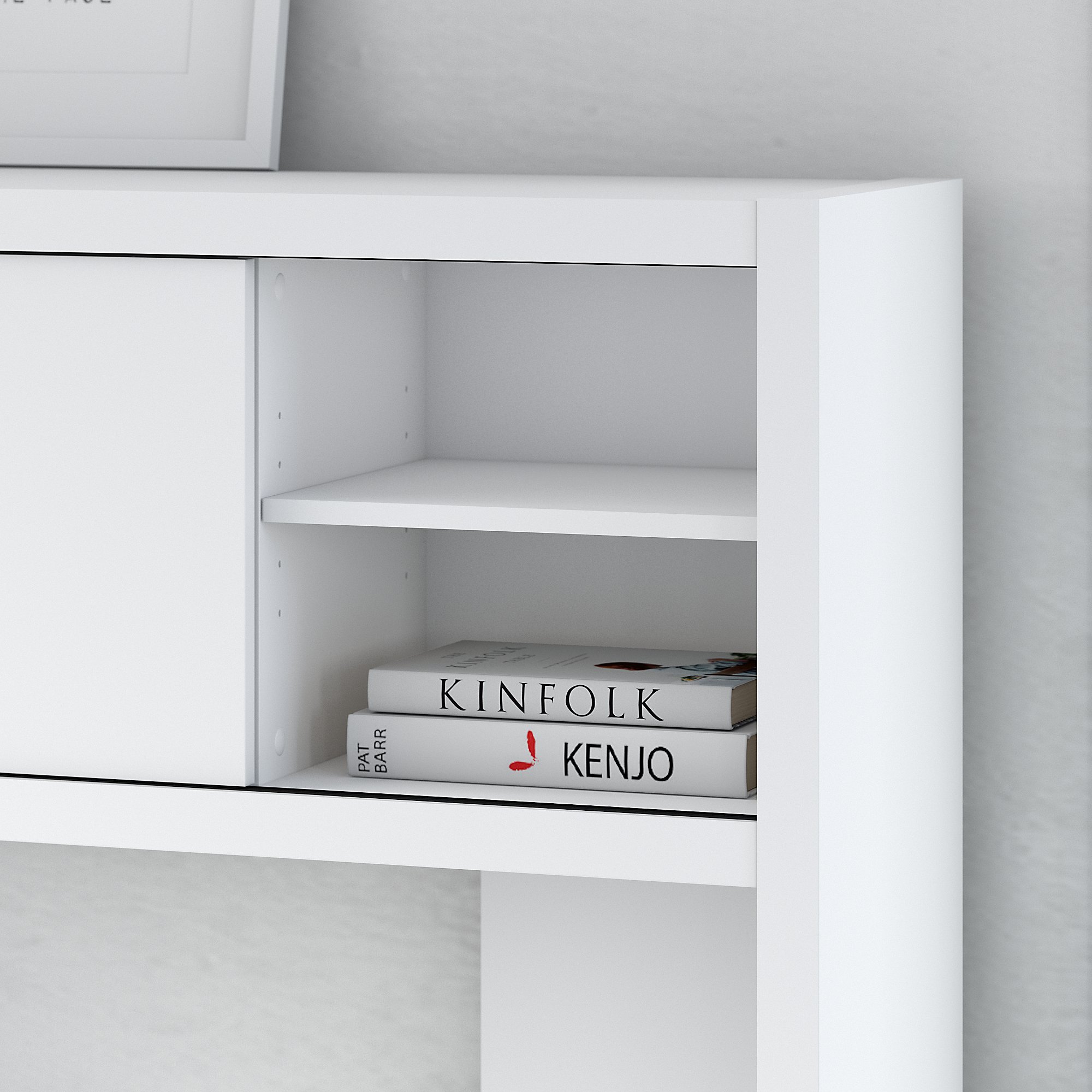 Bush Business Furniture Echo 60W Hutch in Pure White - Modern Office Desk Organizer with Storage for Home & Workspace