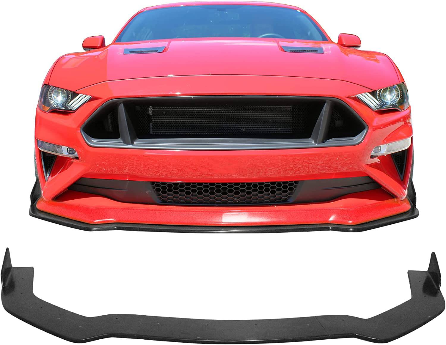 2018-2023 Ford Mustang EcoBoost GT Front Bumper Lip Spoiler - 3PC PU Material Body Kit for Enhanced Aerodynamics | Perfect for Street Racing & Car Shows