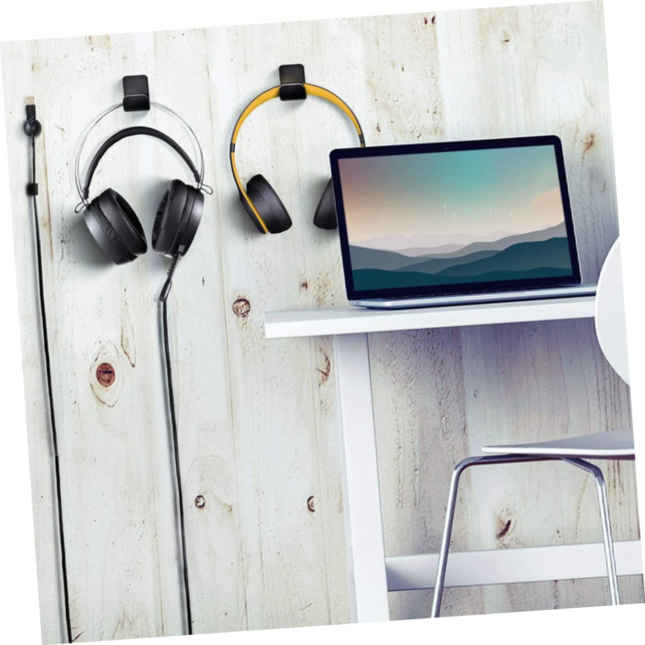 Homoyoyo Wall Mount Headphone Holder Stand - 2 Pack Hanging Headphone Storage Rack for Earphones, Headset Display & Computer Accessories - Perfect for Home, Office & Gaming Setup