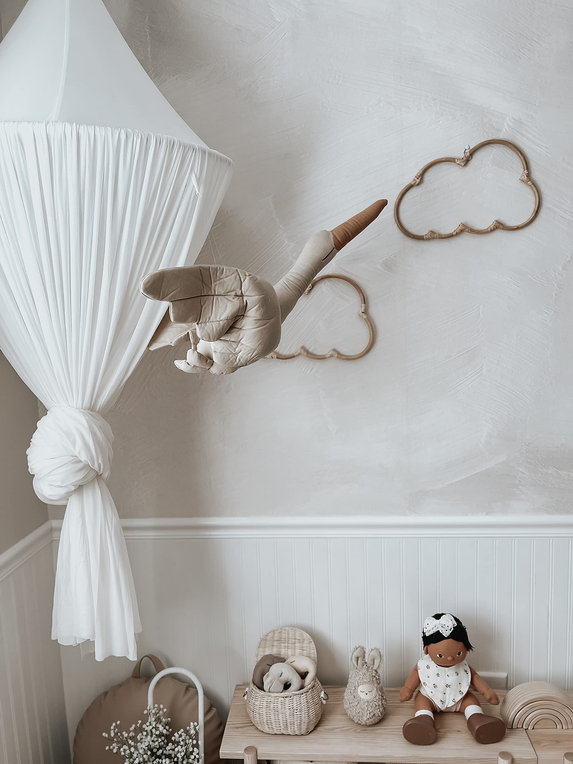 Handmade Wicker Cloud Wall Decor Set of 2 - Natural Rattan Nursery Decor for Baby Girl's Room, Bedroom & Nursery - Boho Chic Home Decor for Wall Hanging, Baby Shower Gift & Nursery Theme