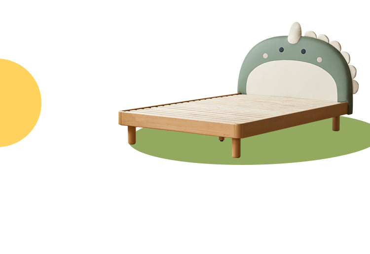 Organic Leather Kids Dinosaur Bed - Cartoon Themed Toddler Bed for Boys & Girls | Perfect for Nursery, Bedroom Decor and Playroom Fun