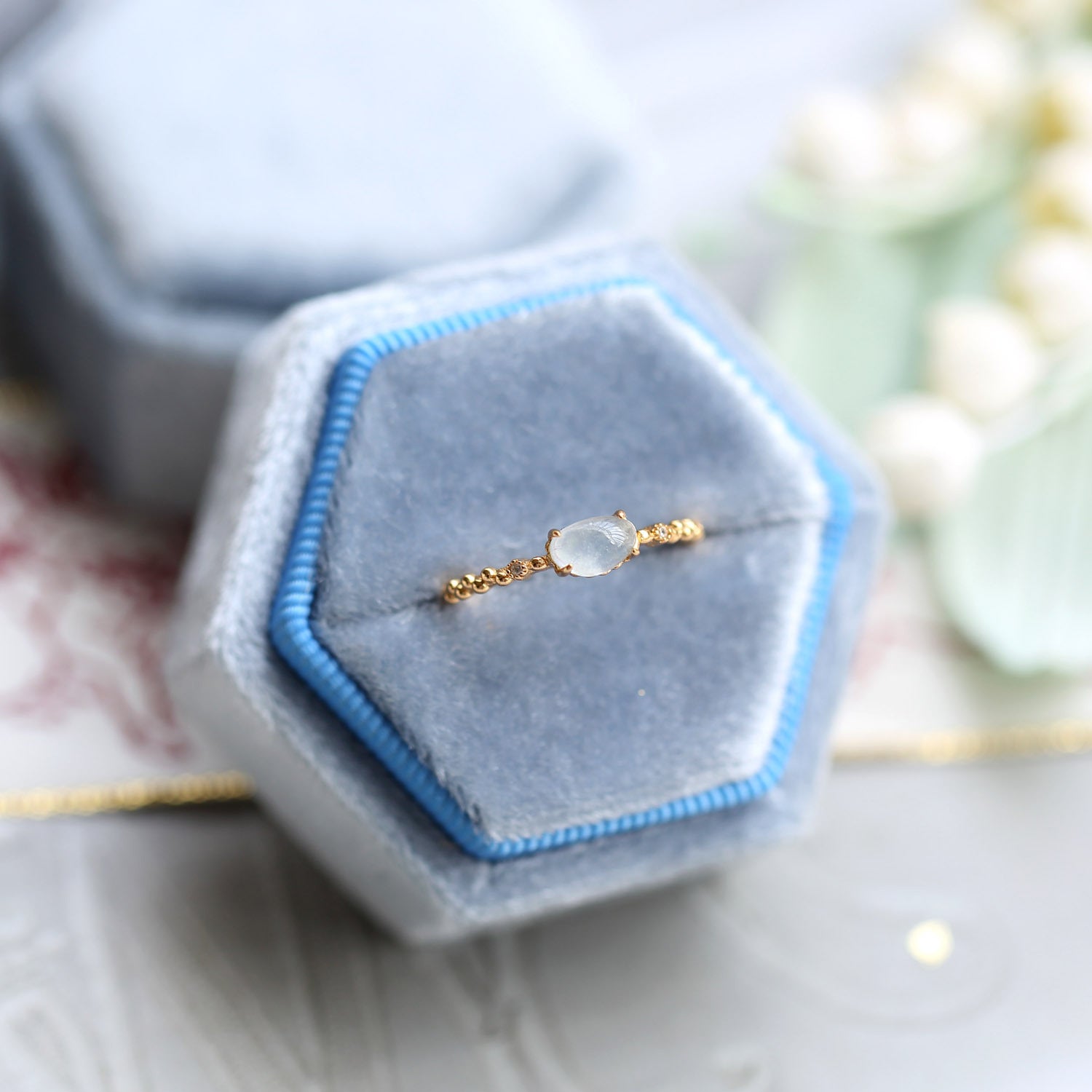 14K Gold Aquamarine Crystal Birthstone Ring for Women - March Birthstone Jewelry, Elegant Gift for Birthday, Anniversary & Valentine's Day | HJZB 253 | Perfect for Everyday Wear & Special Occasions