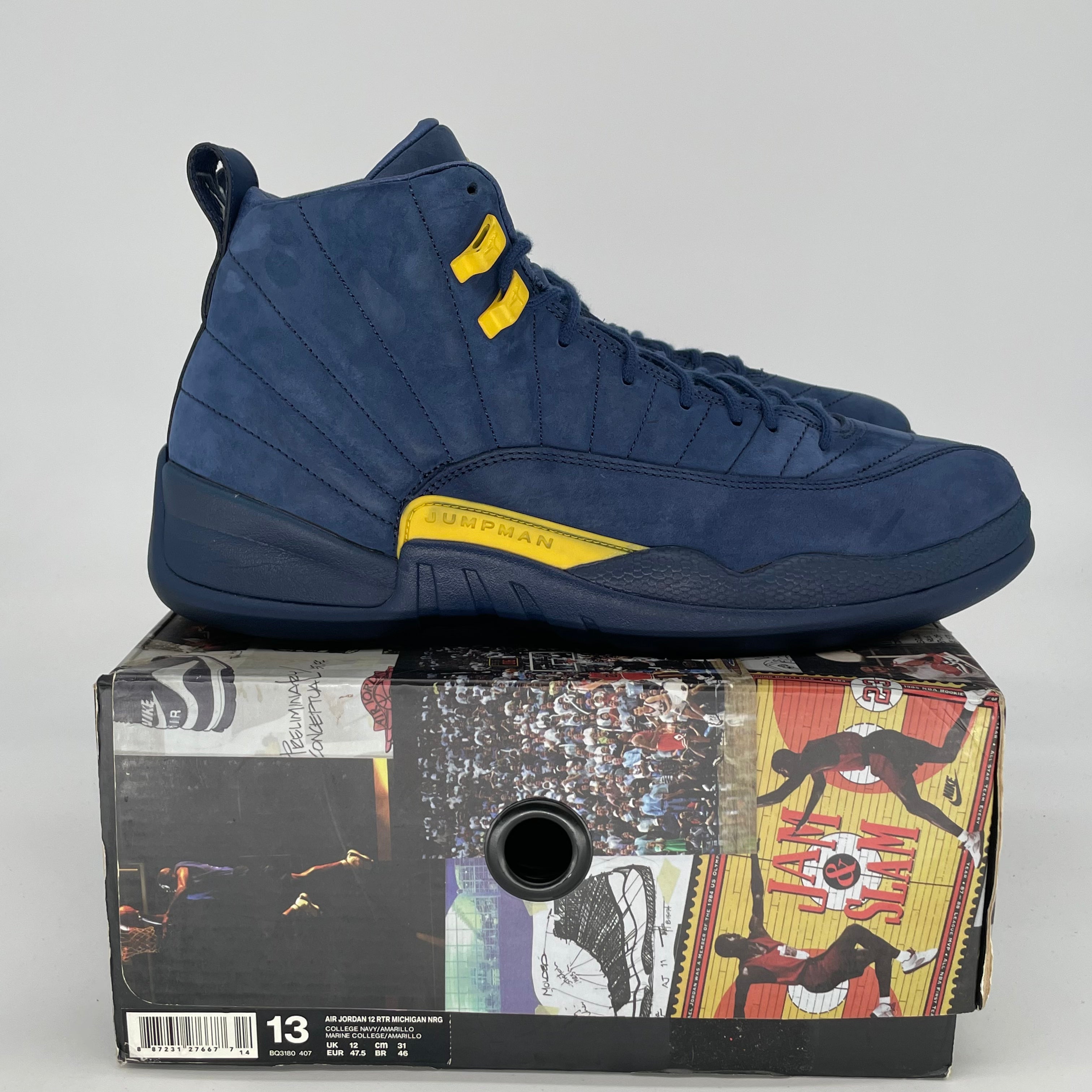AIR JORDAN 12 Michigan Basketball Shoes Men's Size 13 - BQ3180-407 | Retro Sneakers for Basketball, Streetwear & Casual Outfits