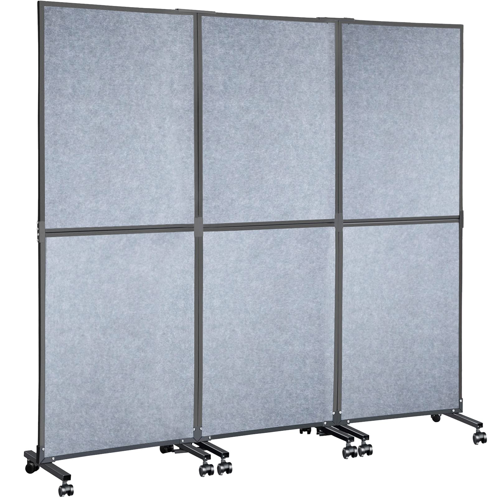 VEVOR 5.5 ft Folding Room Divider Privacy Screen - 3 Panel Portable Partition Wall for Office, Library, School - Light Gray Acoustic Space Separator | Perfect for Home Offices, Classrooms & Event Spaces