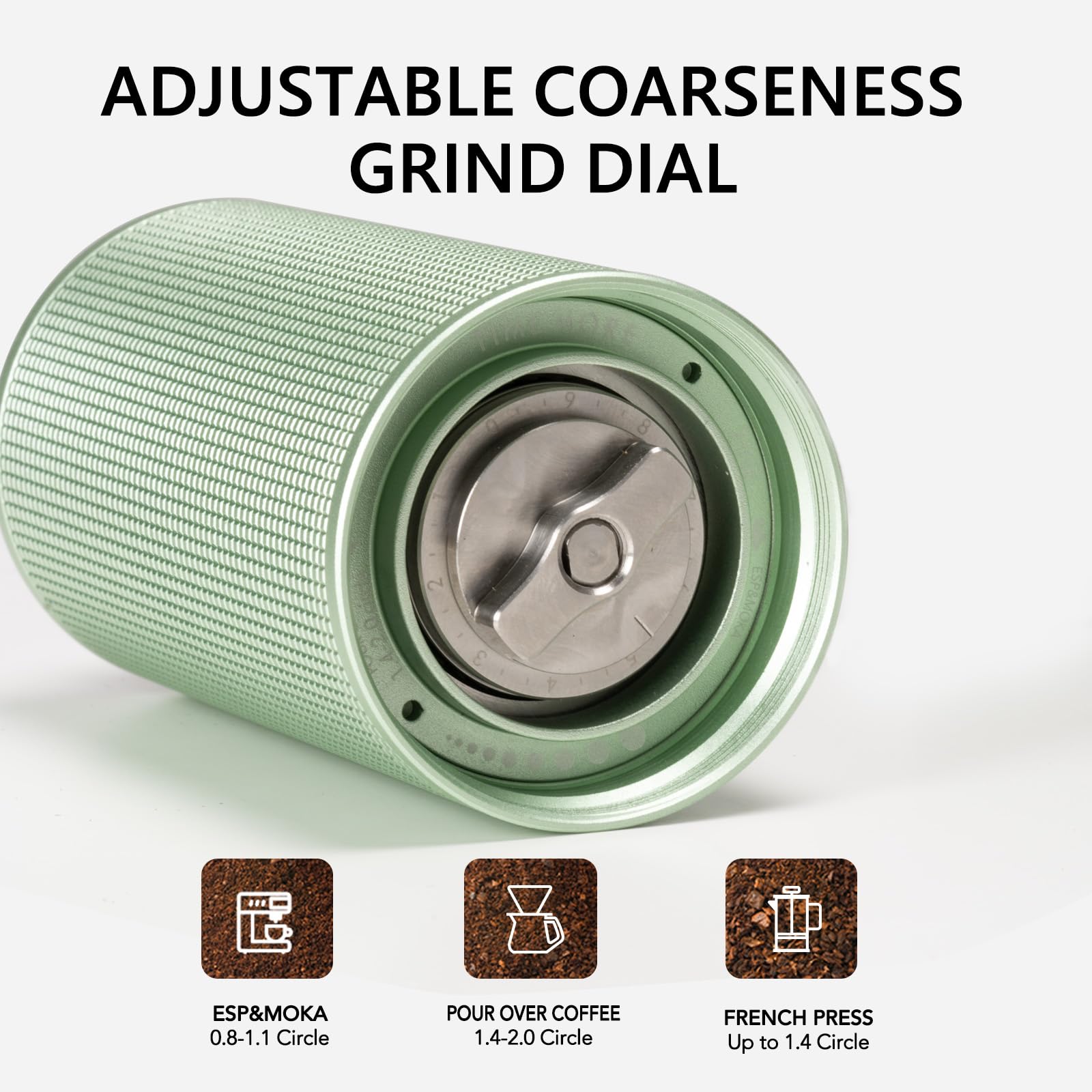 TIMEMORE C3 ESP PRO Manual Coffee Grinder - Stainless Steel Burr Mill with Adjustable Settings for Espresso, Pour Over & French Press - Portable Travel Coffee Bean Grinder with Foldable Handle & Double Bearing System (Green) - Perfect for Home Brewing, Camping & Office Use