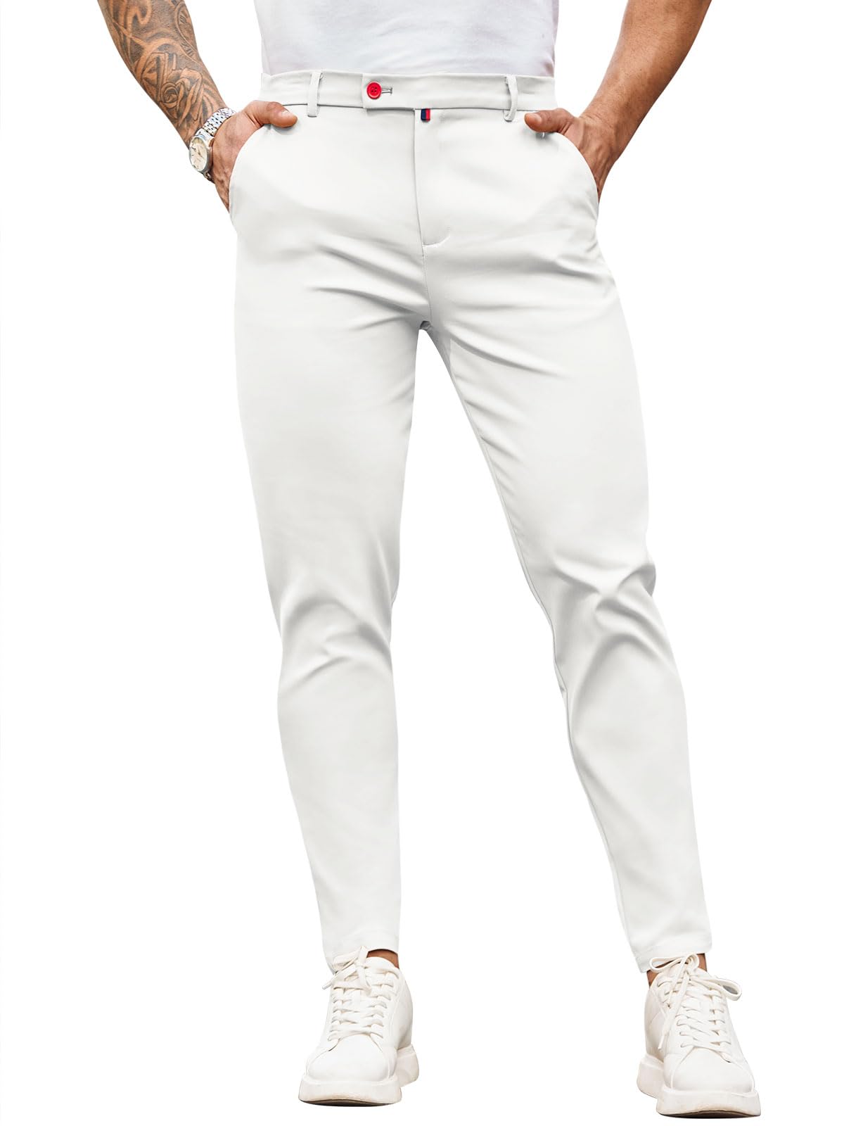 Beotyshow Men's Slim Fit Dress Pants - Stretch Business Casual & Formal Trousers for Office, Golf & Professional Wear | Skinny Fit Comfortable Work Pants