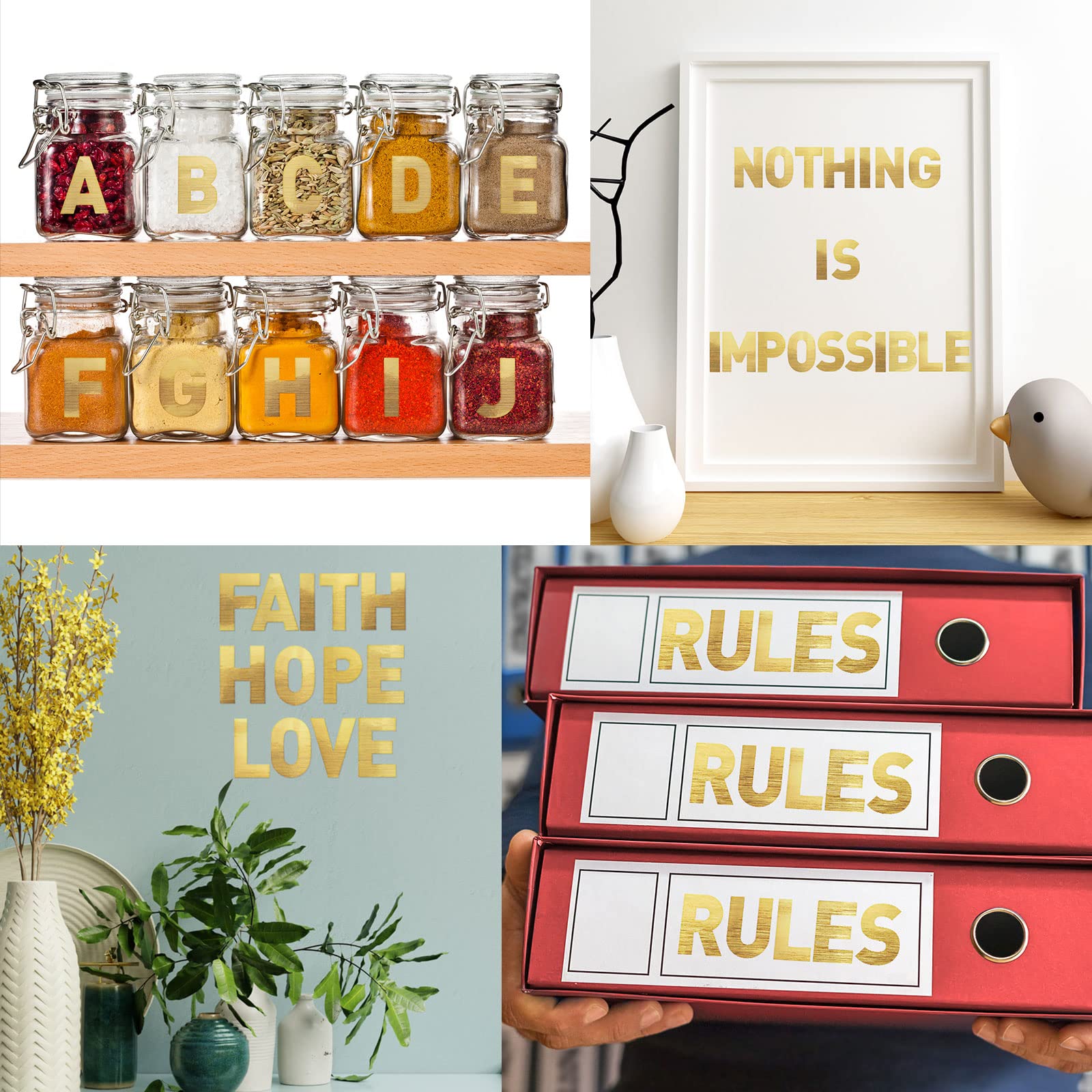 Chinco 232-Piece Large Bulletin Board Letter Stickers Set - 24 Sheets with 2.5 Inch Self-Adhesive Alphabet, Numbers & Labels in Gold - Perfect for Classroom Decor, Teacher Supplies & DIY School Projects