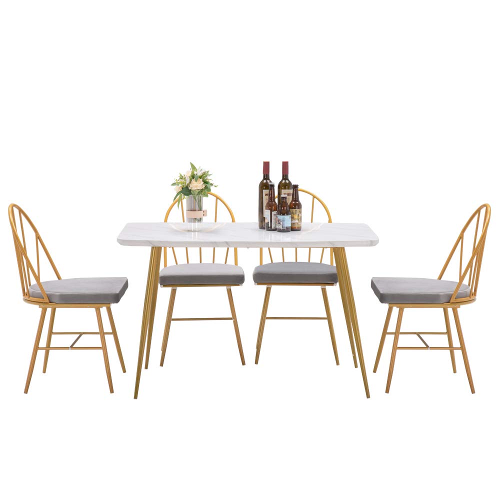 White Marble Dining Table 120x74x76cm - Modern Kitchen & Dining Room Table for Small Spaces | Elegant Home Furniture for Family Gatherings & Dinner Parties