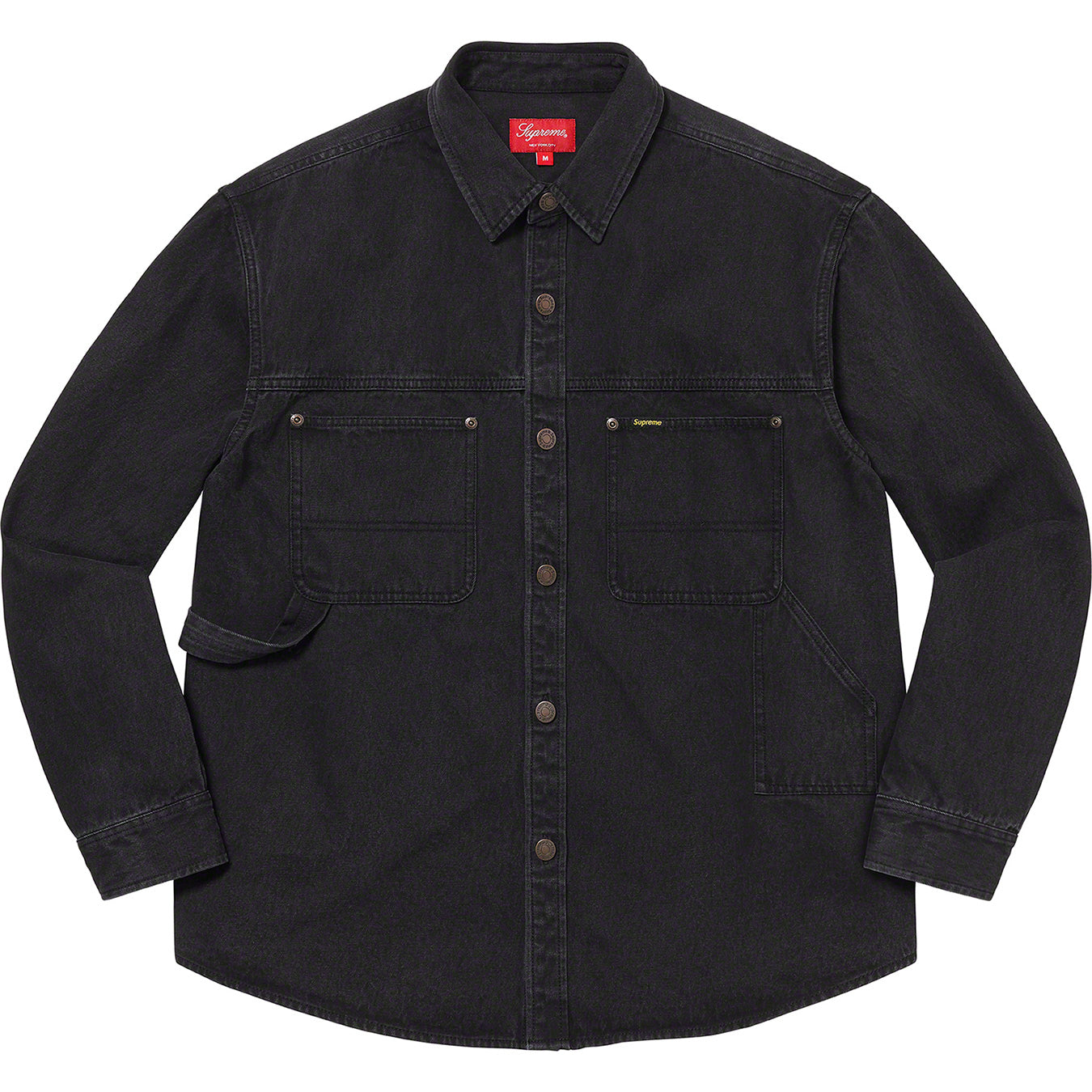 Supreme Denim Painter Shirt for Men - Black Distressed Denim Work Shirt with Button Front | Casual Streetwear & Artist Workwear for Painting, DIY Projects & Urban Fashion