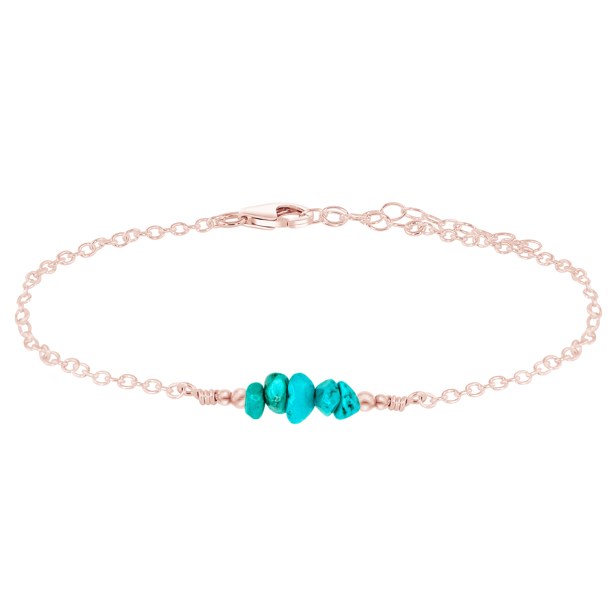 Turquoise Chip Bead Bar Anklet - Handmade Boho Ankle Bracelet for Women, Adjustable Summer Beach Jewelry | Perfect for Vacations, Music Festivals & Boho Fashion