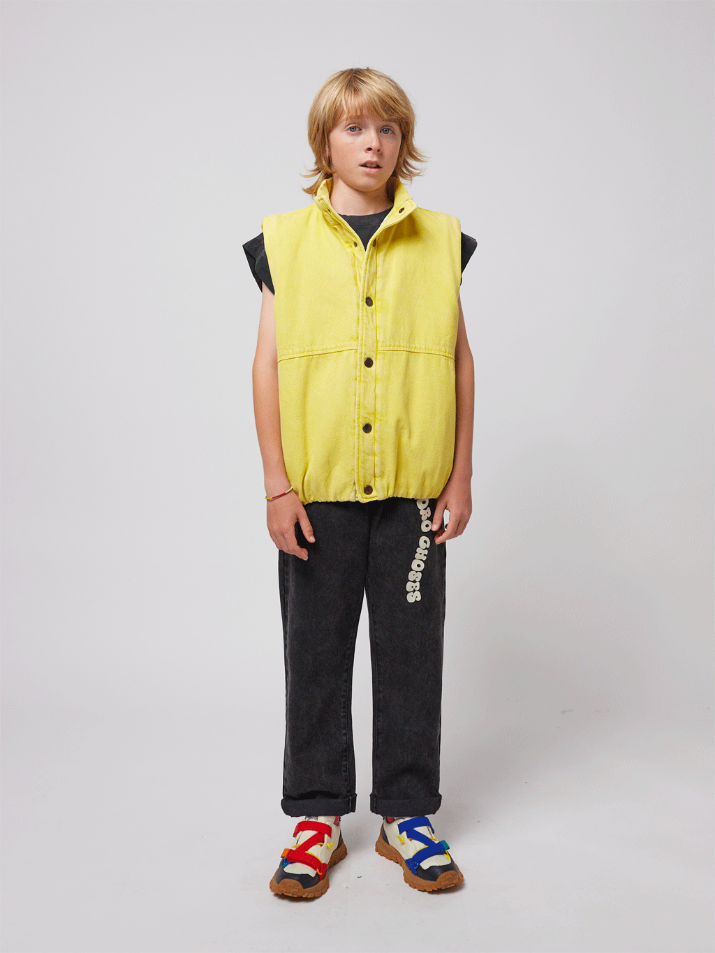 Stylish Smiling Denim Vest by Bobo Choses - Trendy Women's Fashion for Casual Outings & Streetwear Looks