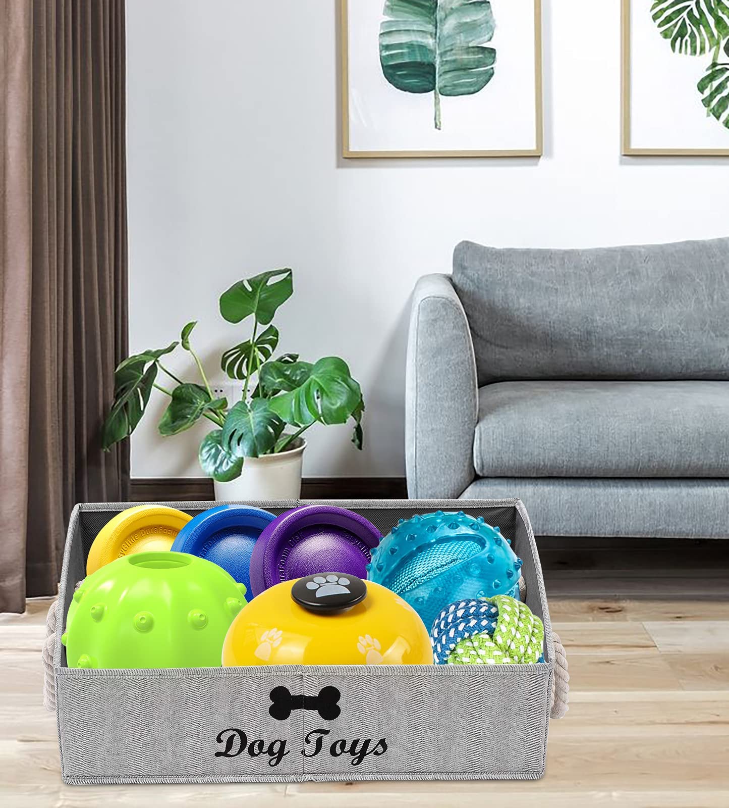 Morezi Large Dog Toy Bin - Puppy Shallow Toy Storage Basket for Dog Toys | Perfect for Living Room, Playroom & Closet Organization | Durable Stripe Design for Pet Play Areas & Home Decor