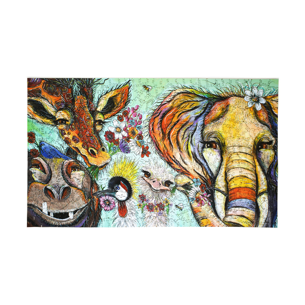 AreYouGame 599-Piece Tropical Jungle Wooden Jigsaw Puzzle for Adults - Challenging Wildlife Animal Puzzle Game for Family Game Night & Home Decor