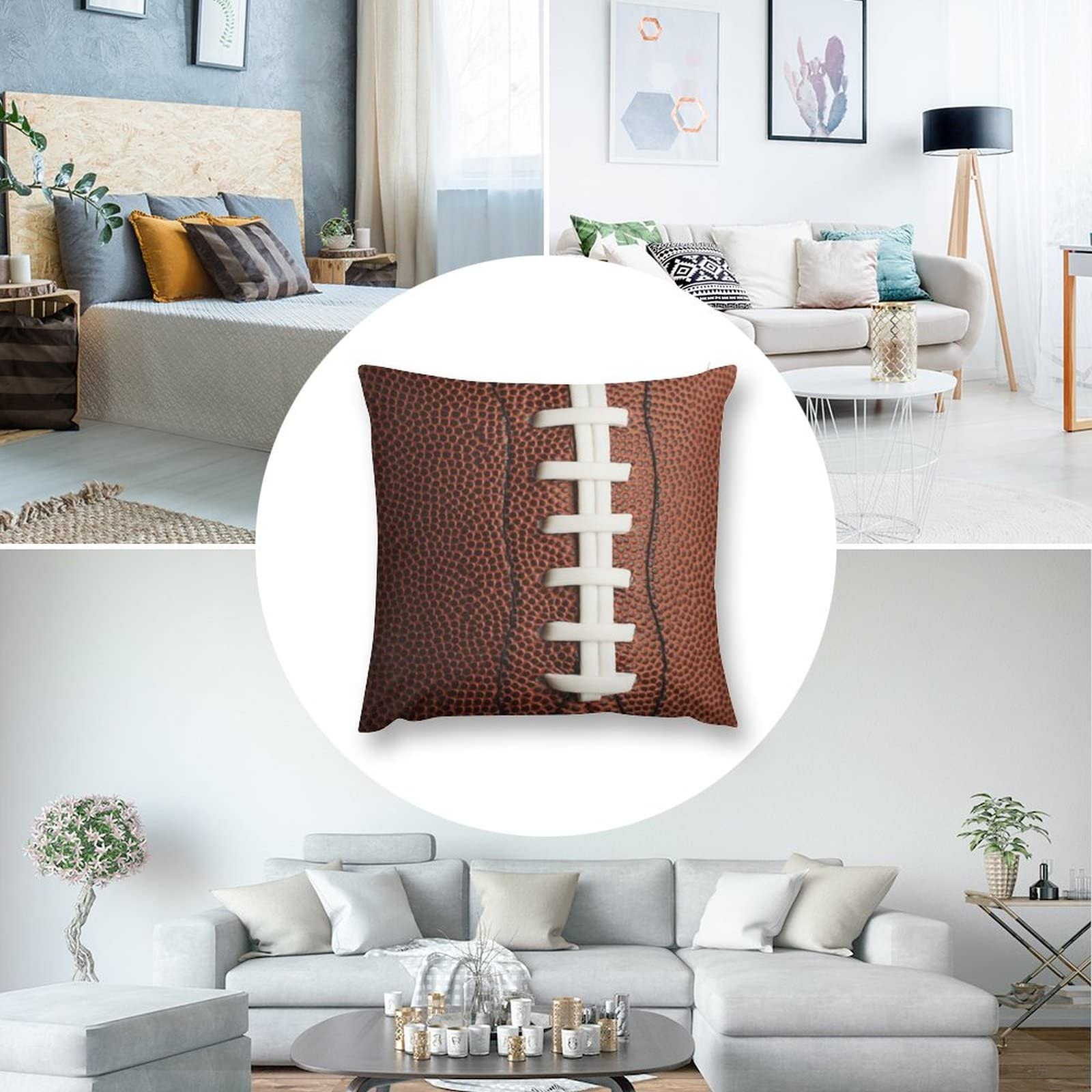 Nebra Football Throw Pillow Cover 18x18 Inch - Soft Square Decorative Cushion Case for Sofa, Bed, Living Room - Perfect for Game Day Decor & Sports Themed Home Accessories