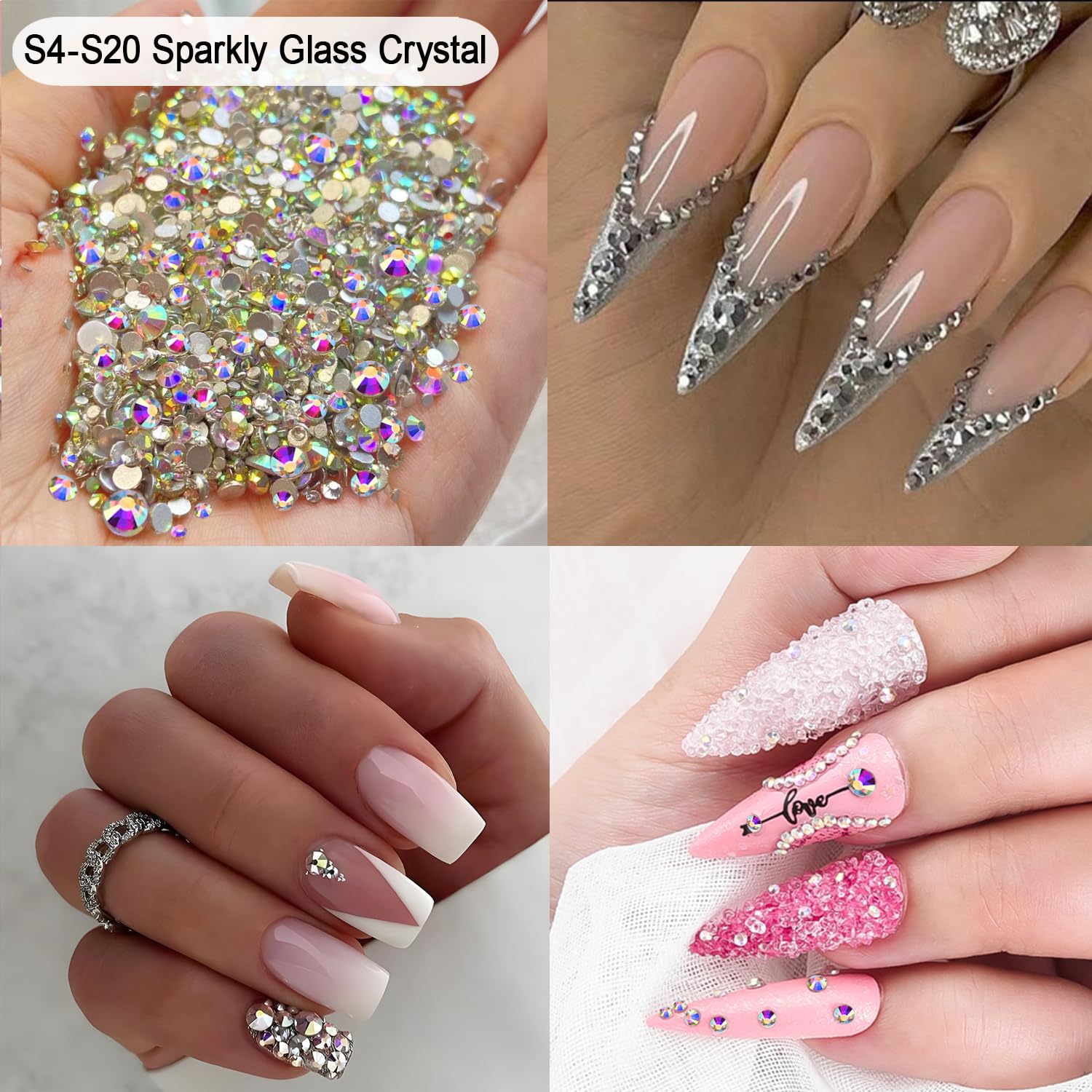 11000 PCS Nail Rhinestones and Pearls Kit - 4 Boxes of 3D Nail Gems, Crystals & Charms for Nail Art with Wax Pencil | Perfect for DIY Manicures, Salon Nail Designs, and Wedding Nail Decorations