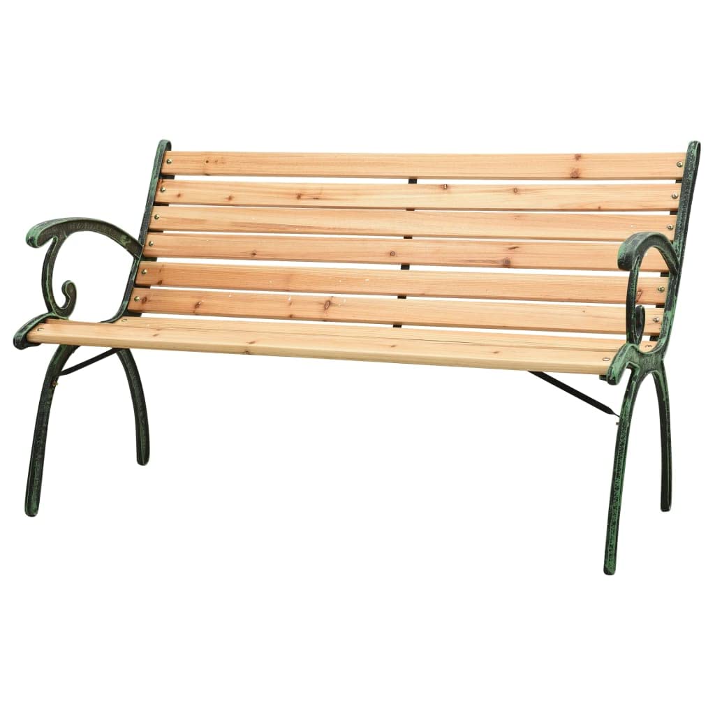 **Solid Firwood & Cast Iron Outdoor Garden Bench - Durable Yard Seating for Family Gatherings, Patio, and Backyard Relaxation**