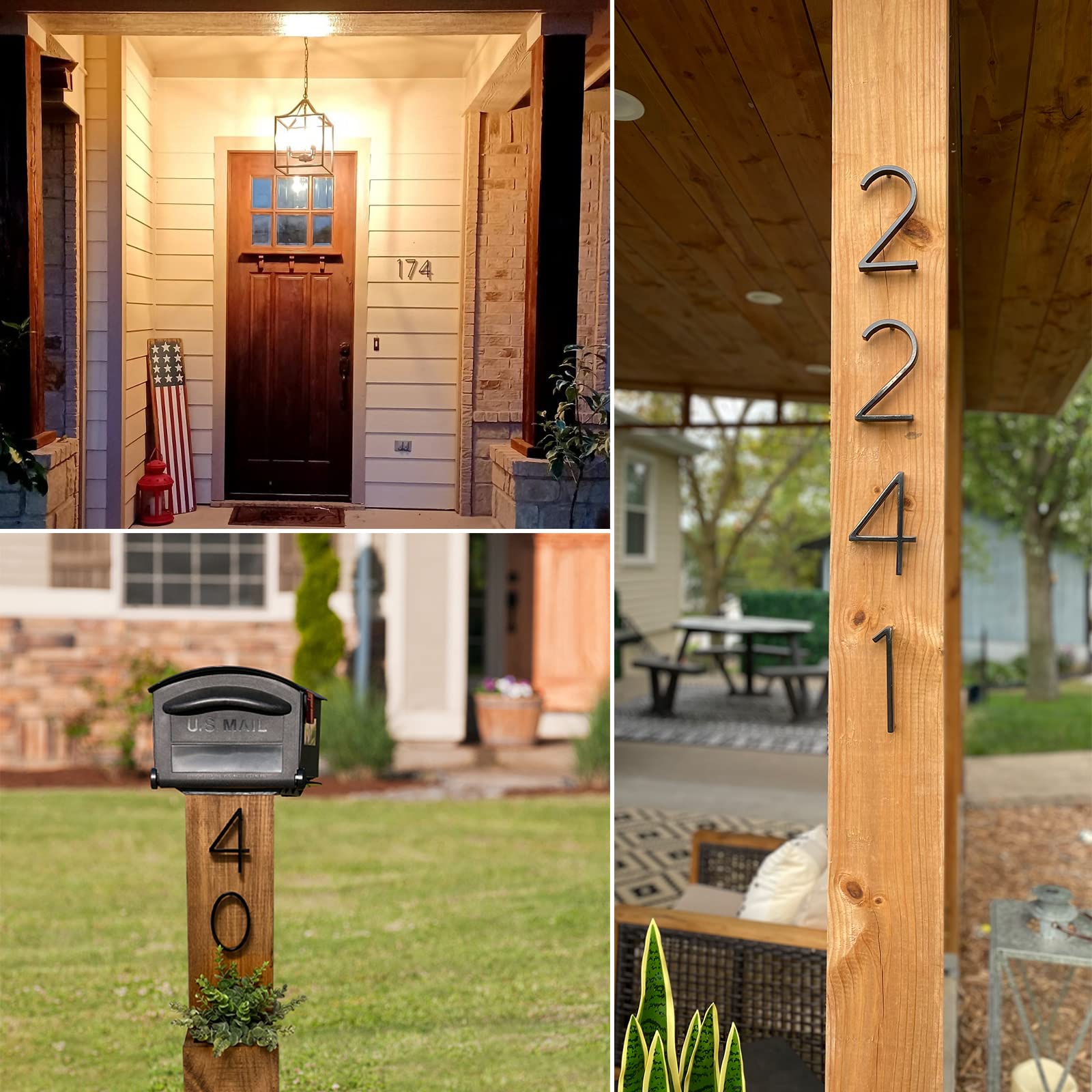 5 Inch Black Floating Modern House Numbers for Outside - Durable Address Mailbox Number with Nail Kit & Instructions (Number 4) - Perfect for Front Door, Mailbox, Fence & Outdoor Address Signage