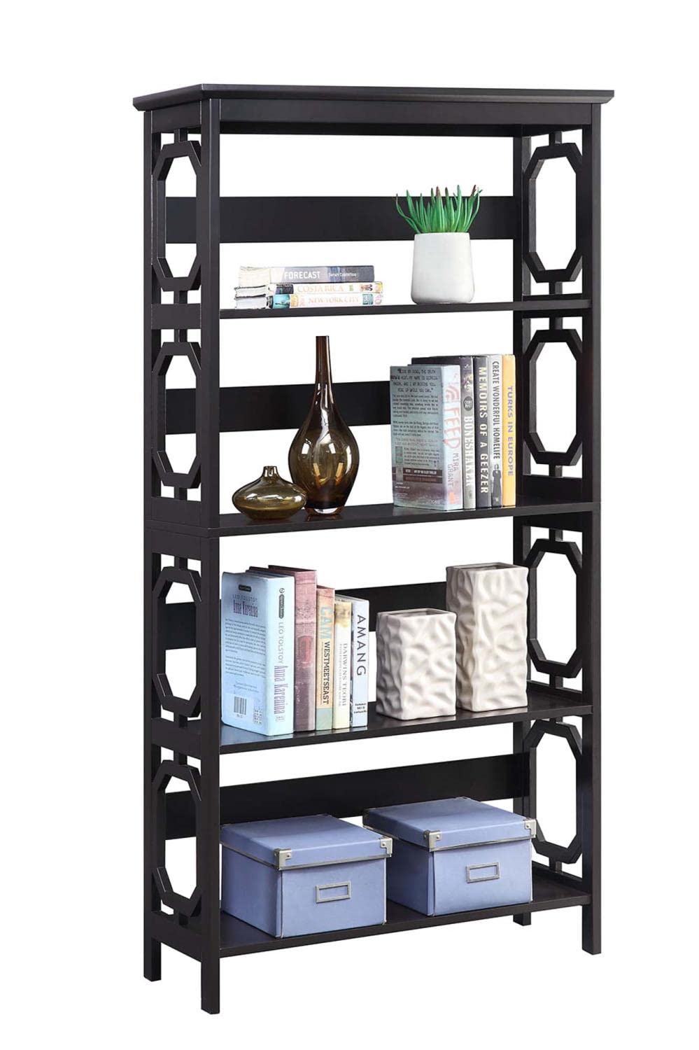 Convenience Concepts Omega 5-Tier Bookcase in Espresso Finish - Perfect for Home Office, Living Room & Bedroom Storage