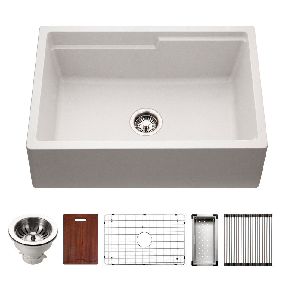 Houzer Quartztone Granite Workstation Kitchen Sink in Cloud White - 33