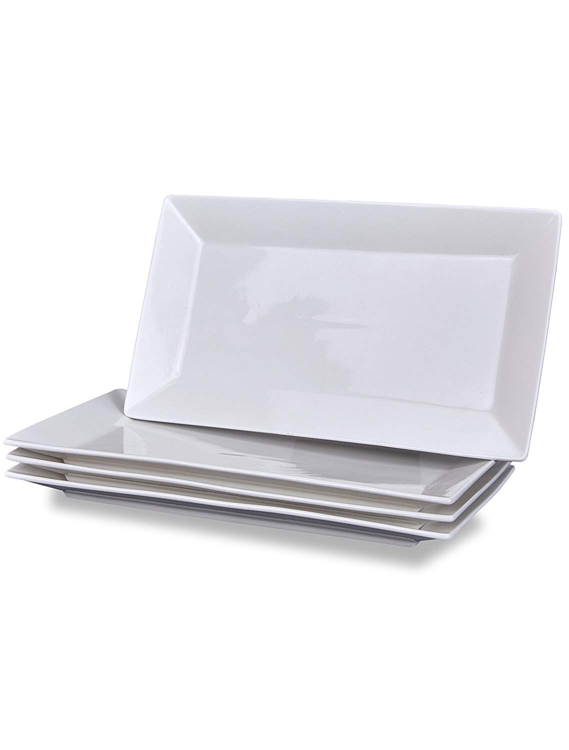 Klikel 4-Piece White Serving Platters Set - 6.5 x 14 Inch Classic Dinner Plates for Parties, Entertaining & Holidays - Microwave & Dishwasher Safe - Perfect for Appetizers, Desserts & Charcuterie Boards