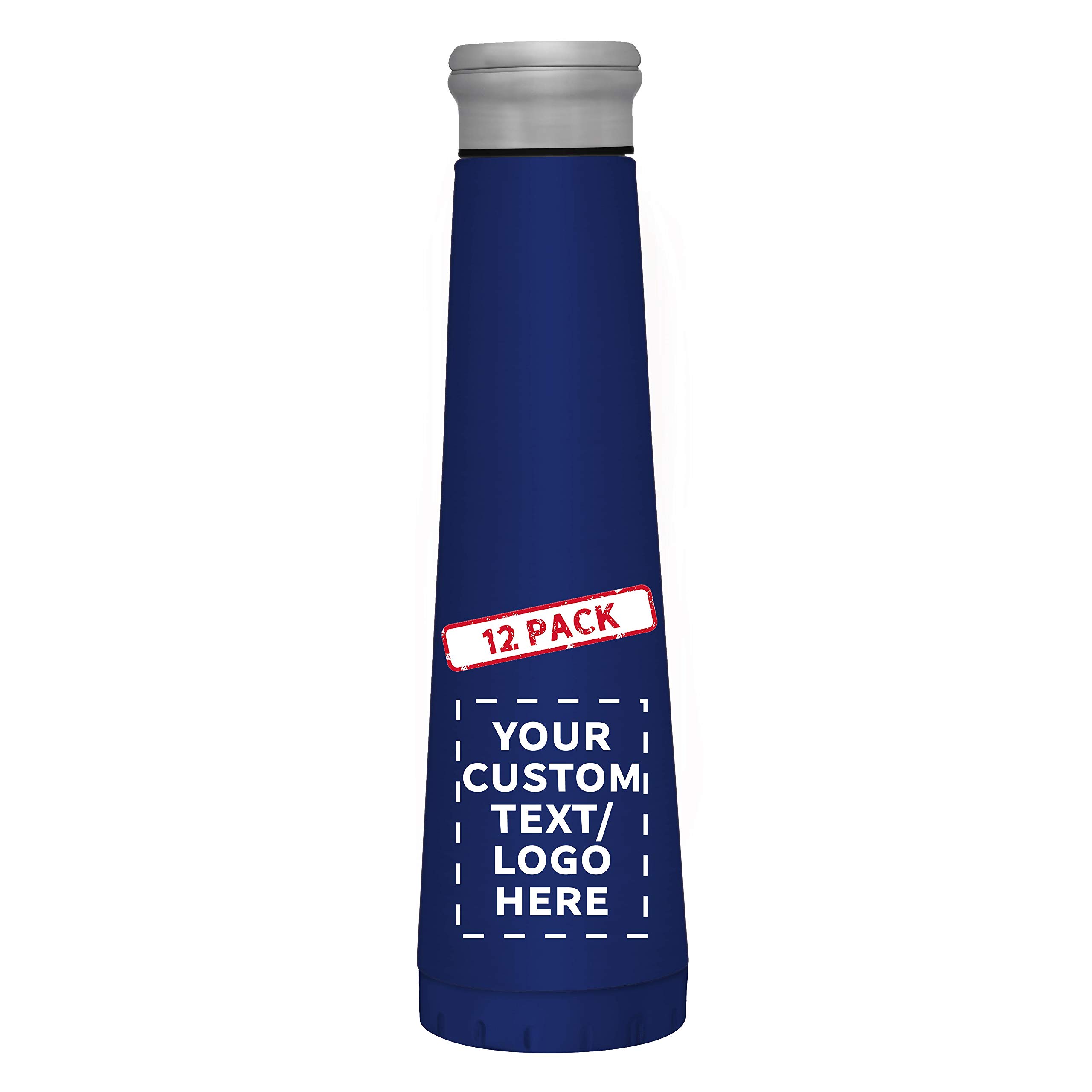 12 Pack 16 oz Vacuum Insulated Water Bottles - Double Wall Stainless Steel, BPA Free, Customizable with Text & Logo - Perfect for Gym, Hiking, Office & Outdoor Activities