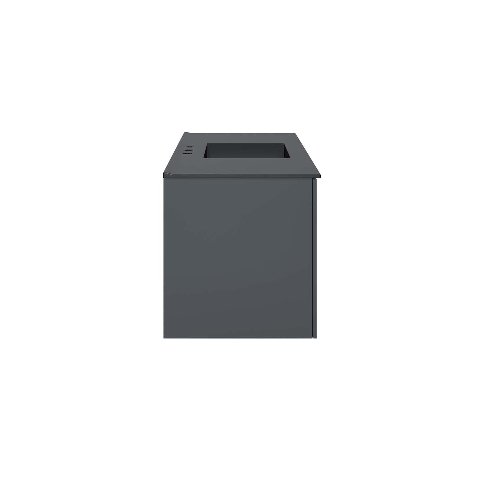 Modway Vitality 48 Inch Single Sink Bathroom Vanity in Gray Black - Modern Bathroom Storage Solution for Small Spaces & Powder Rooms
