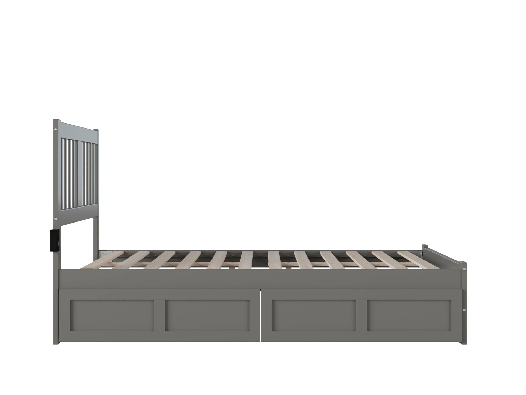AFI Tahoe Full Size Platform Bed with Footboard & Storage Drawers in Grey - Modern Bedroom Furniture for Small Spaces & Guest Rooms