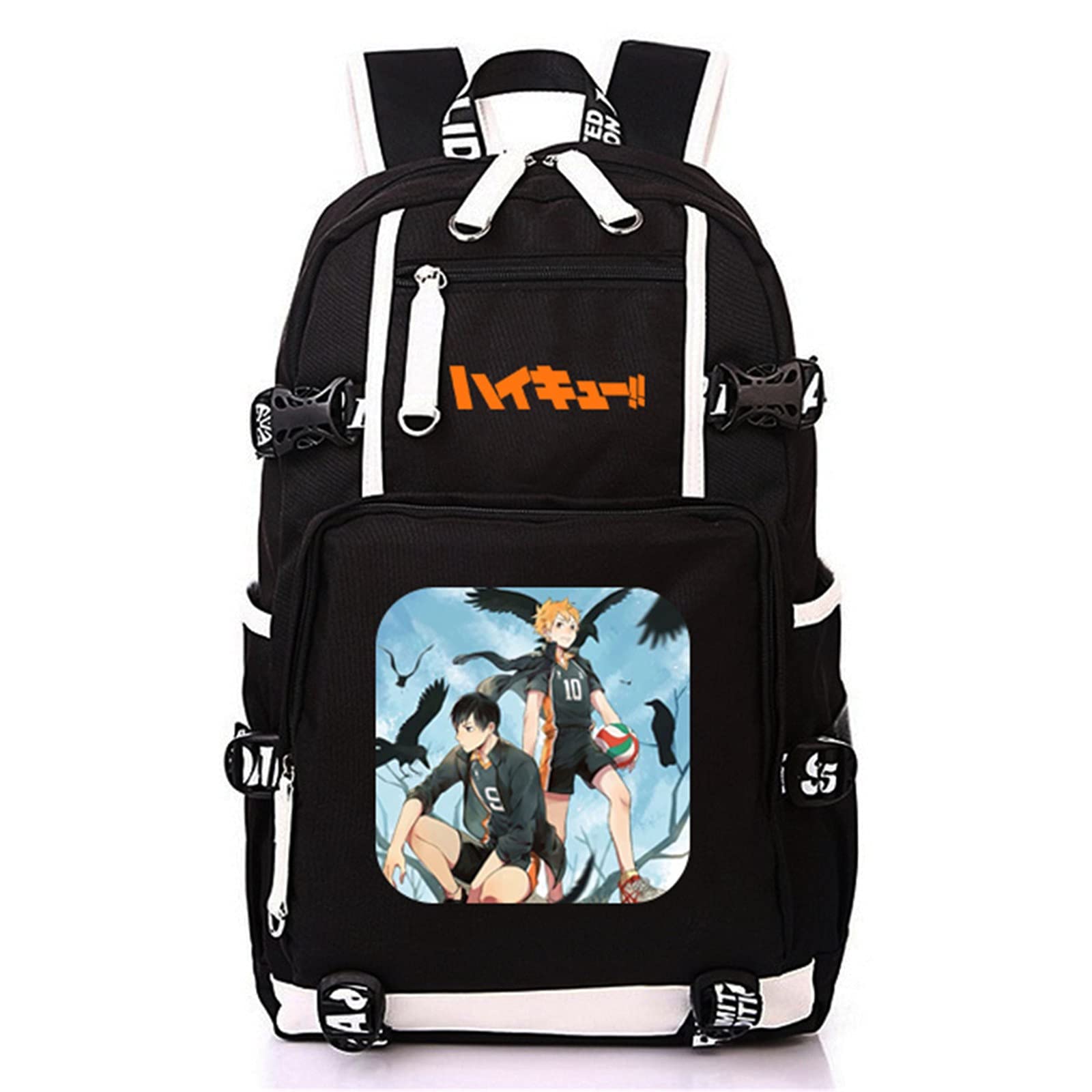ISaikoy Anime Haikyuu Backpack - Stylish Black Large School Bag with Laptop Compartment | Perfect for College, Travel & Everyday Use