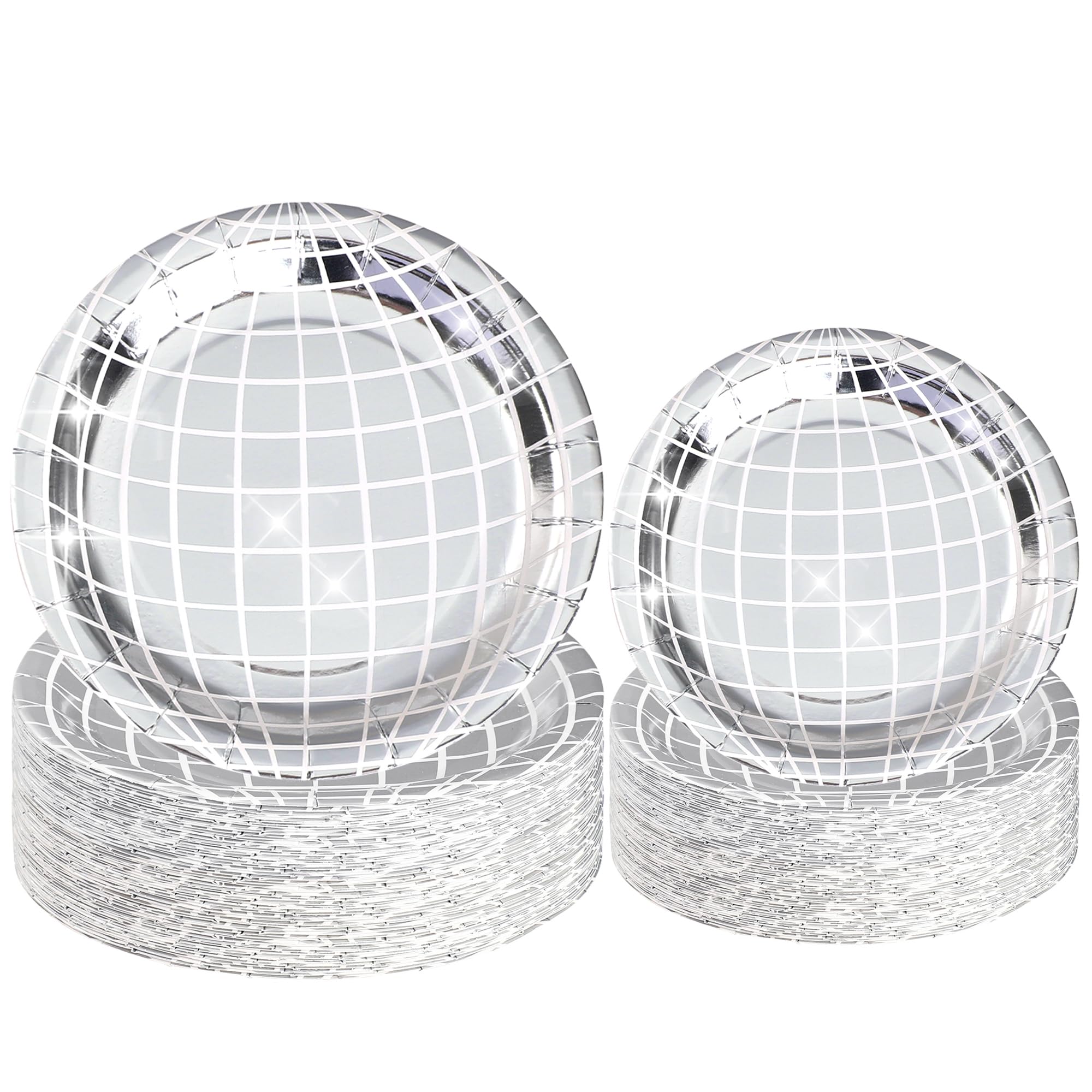 Disco Party Paper Plates - Silver Foil Disposable Plates 7