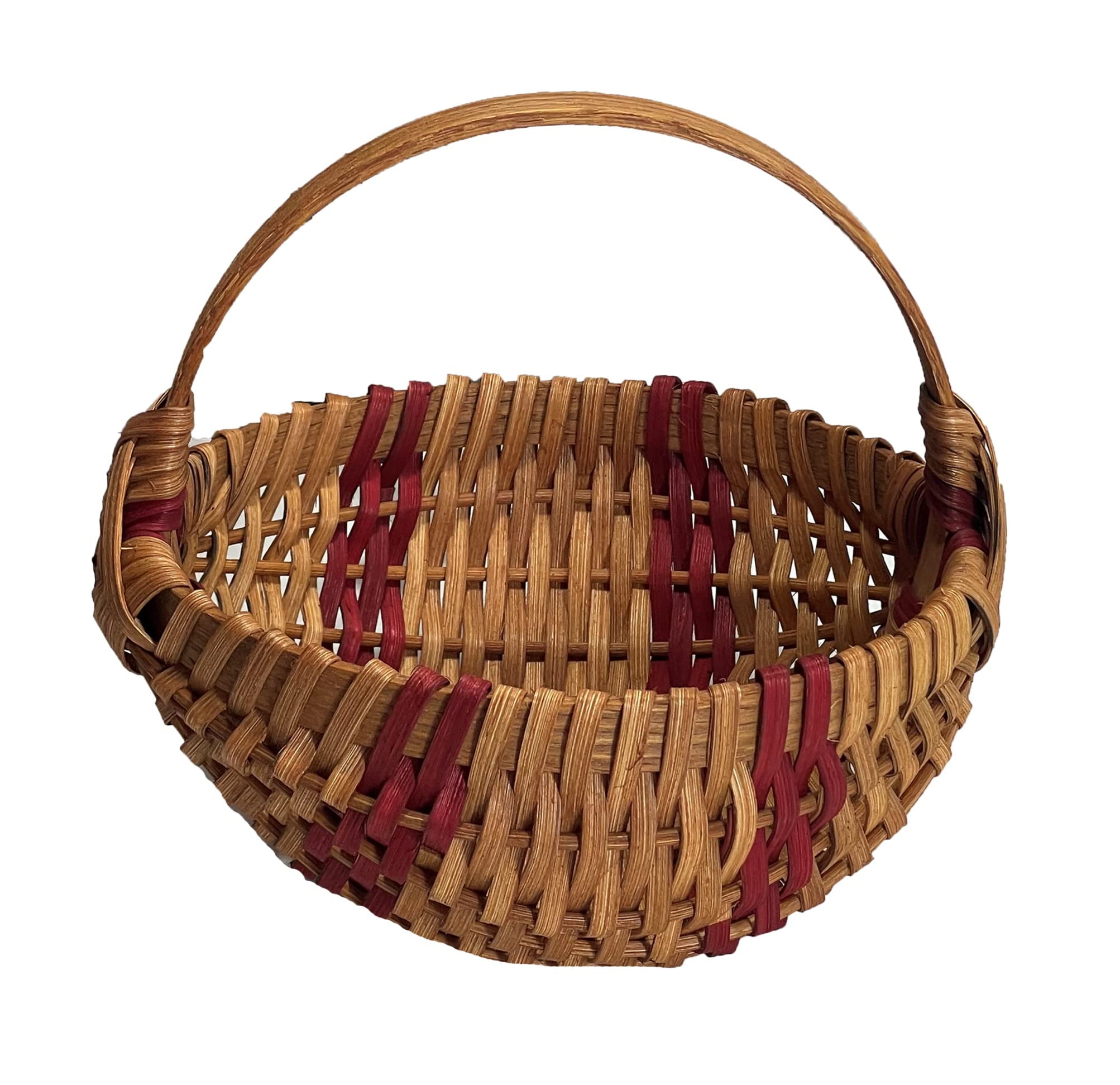 Handmade Small Woven Melon Egg Gathering Basket - Natural Red Rattan Storage Basket for Fruits, Eggs & Farm Produce | Perfect for Farmers Market, Kitchen Organization & Country Home Decor