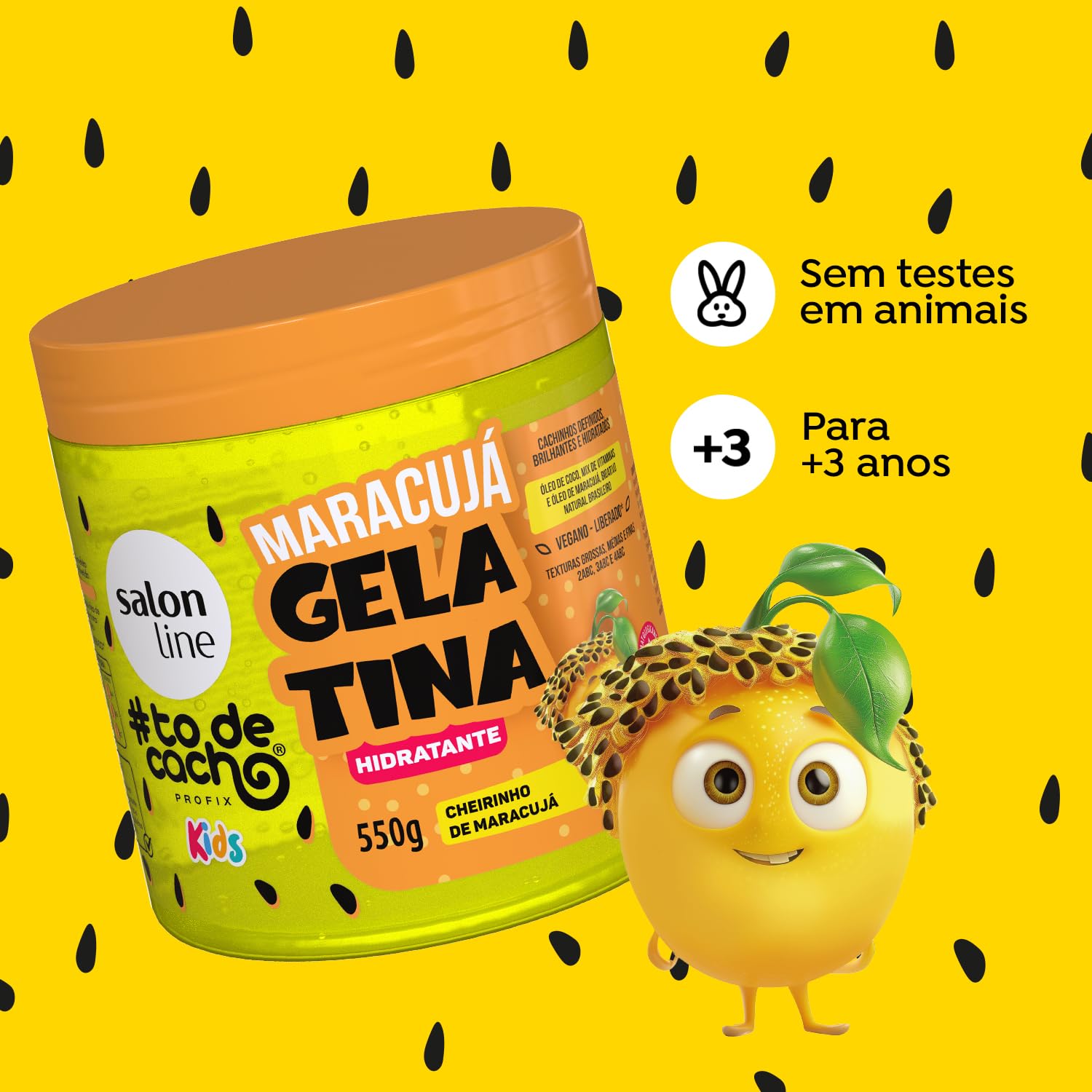 Todecacho Hydrating Gelatin Conditioner for Kids with Passion Flower Extract - 550g | Deep Moisturizing & Detangling Hair Care for Children's Soft & Shiny Hair - Perfect for Daily Use & After Swimming
