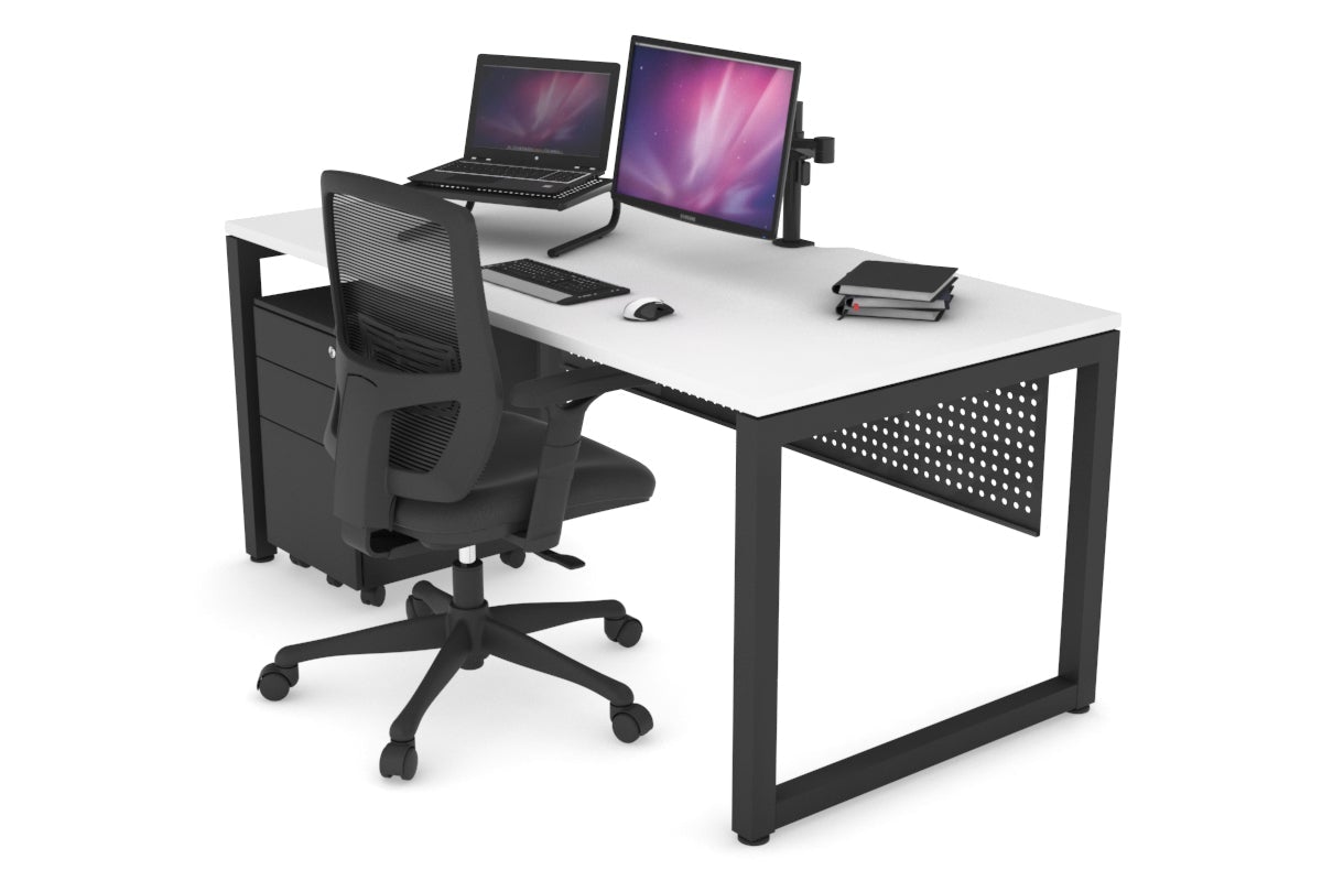 Quadro Loop Legs Office Desk - 1400L x 800W Modern Computer Desk with Cable Management for Home & Office Workspace