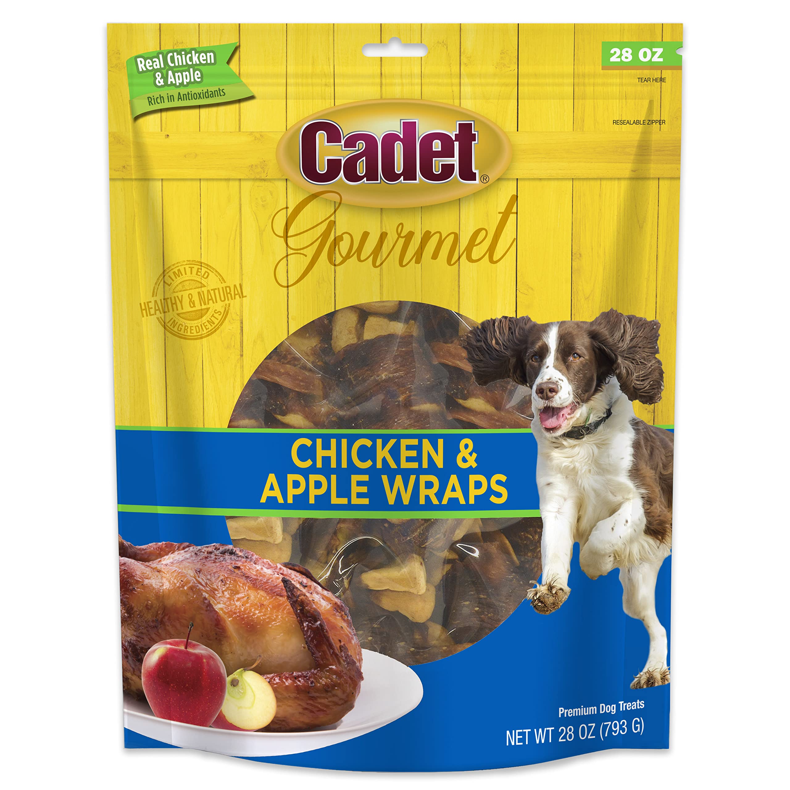 **Cadet Gourmet Chicken & Apple Wrapped Dog Treats – Healthy, Natural Training Snacks for Small & Large Dogs – USA Inspected & Tested (28 oz) – Perfect for Training, Rewards & Travel**