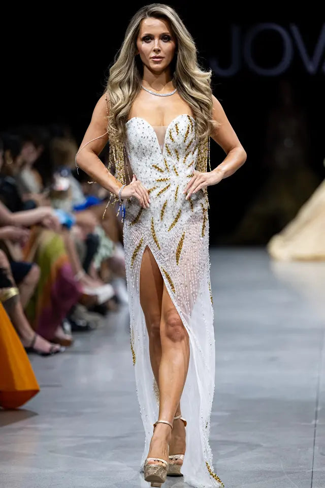 Jovani 07031 Beaded High Slit Evening Gown - Elegant Brooke Style for Prom, Gala & Formal Events