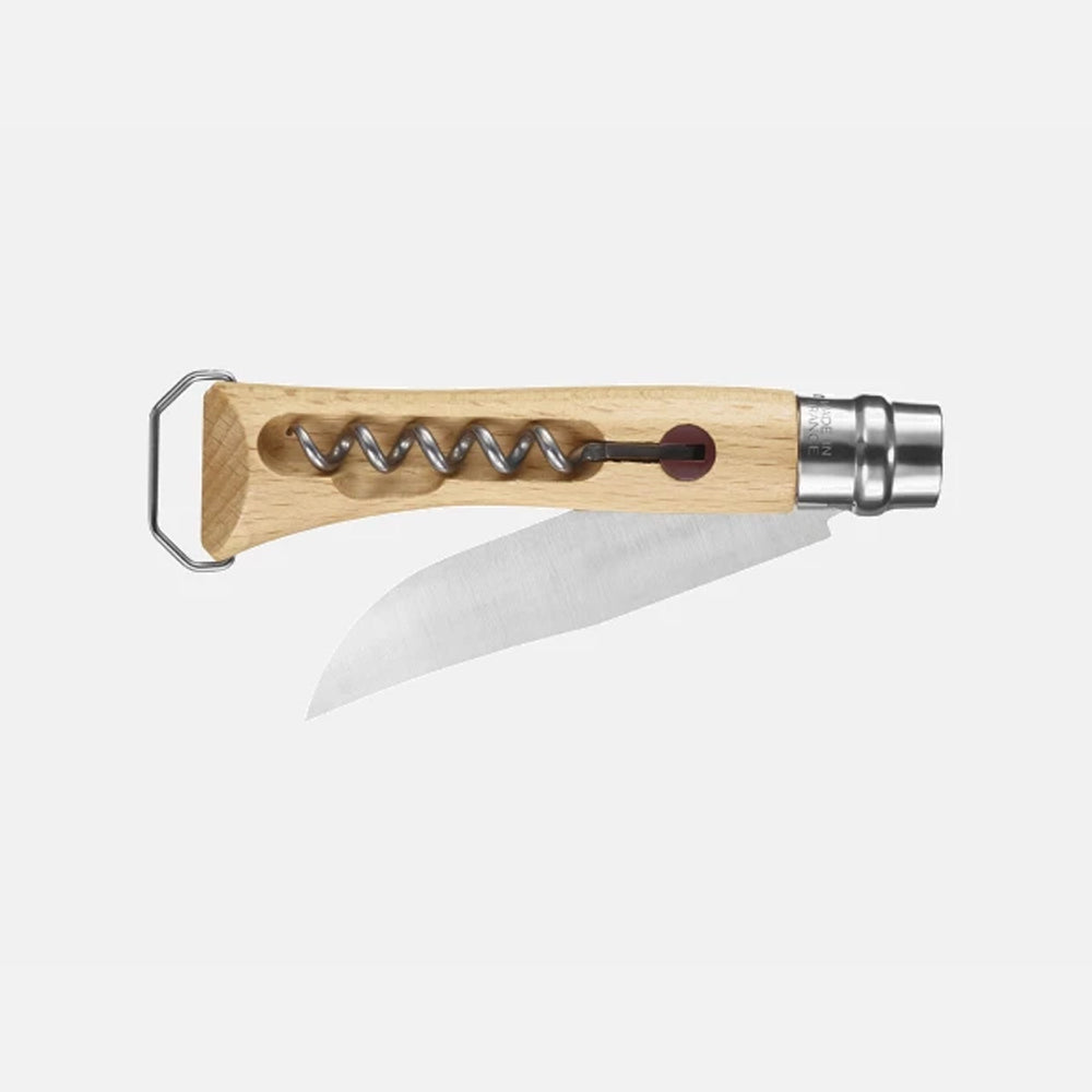 Opinel N°10 Corkscrew Bottle Opener with Wooden Handle - Stainless Steel Wine Opener & Bottle Cap Remover - Perfect for Picnics, Camping & Outdoor Dining