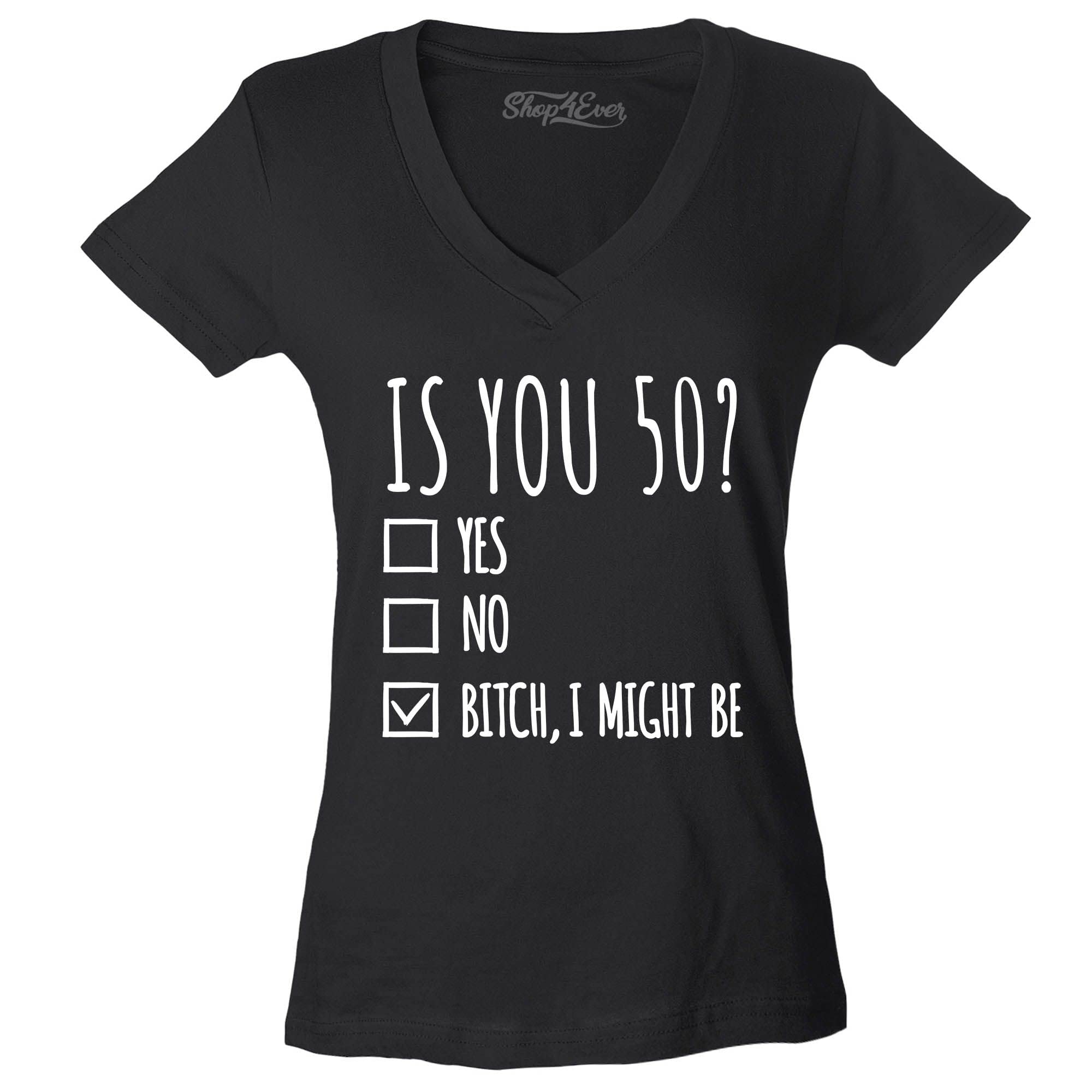 Shop4ever® 50th Birthday Women's V-Neck T-Shirt - Slim Fit Funny 50 Year Old Gift Idea for Her - Perfect for Birthday Parties & Milestone Celebrations