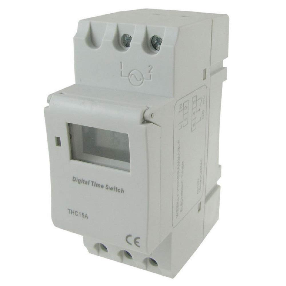 Digital LCD DIN Rail Timer - Programmable Weekly Timer Switch, 16A 110V AC/12V DC, Time Relay Control Counter for Home Automation & Industrial Use