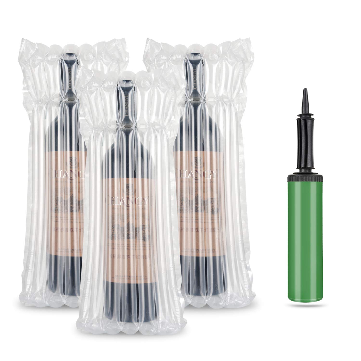 50 Packs LIVEBAY Inflatable Wine Bottle Protector Bags - Air Column Cushion with Pump for Safe Glass Bottle Transportation | Perfect for Airplane Travel, Moving & Fragile Item Shipping