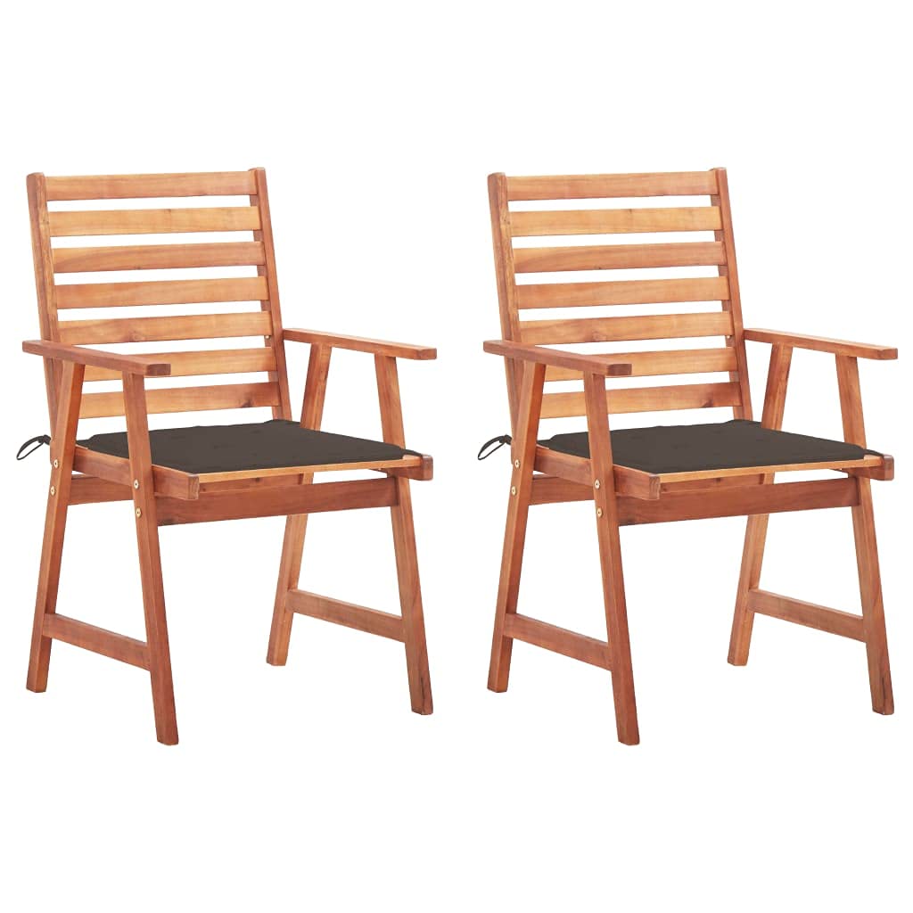 Premium Acacia Wood Outdoor Dining Chairs Set of 2 with Cushions - Patio, Garden, Poolside & Backyard Furniture - Comfortable Armrest Chairs for Al Fresco Dining & Relaxation