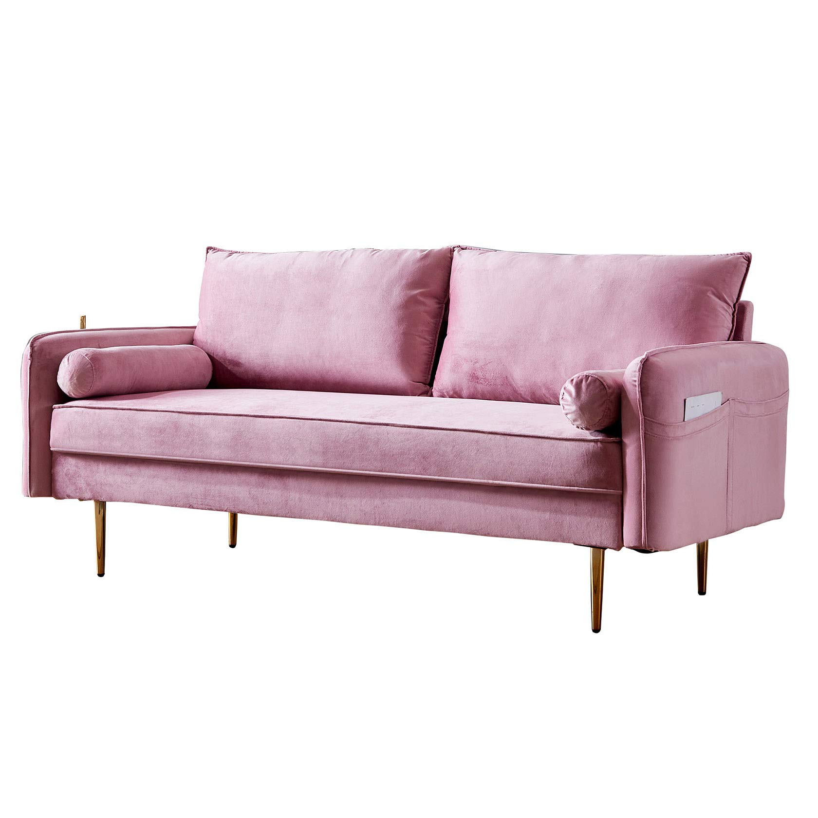 SuoANI 71'' Velvet Fabric Sofa - Modern Loveseat with Removable Washable Cover & Armrests | Comfortable Couch for Living Room, Bedroom & Small Spaces (Grey)