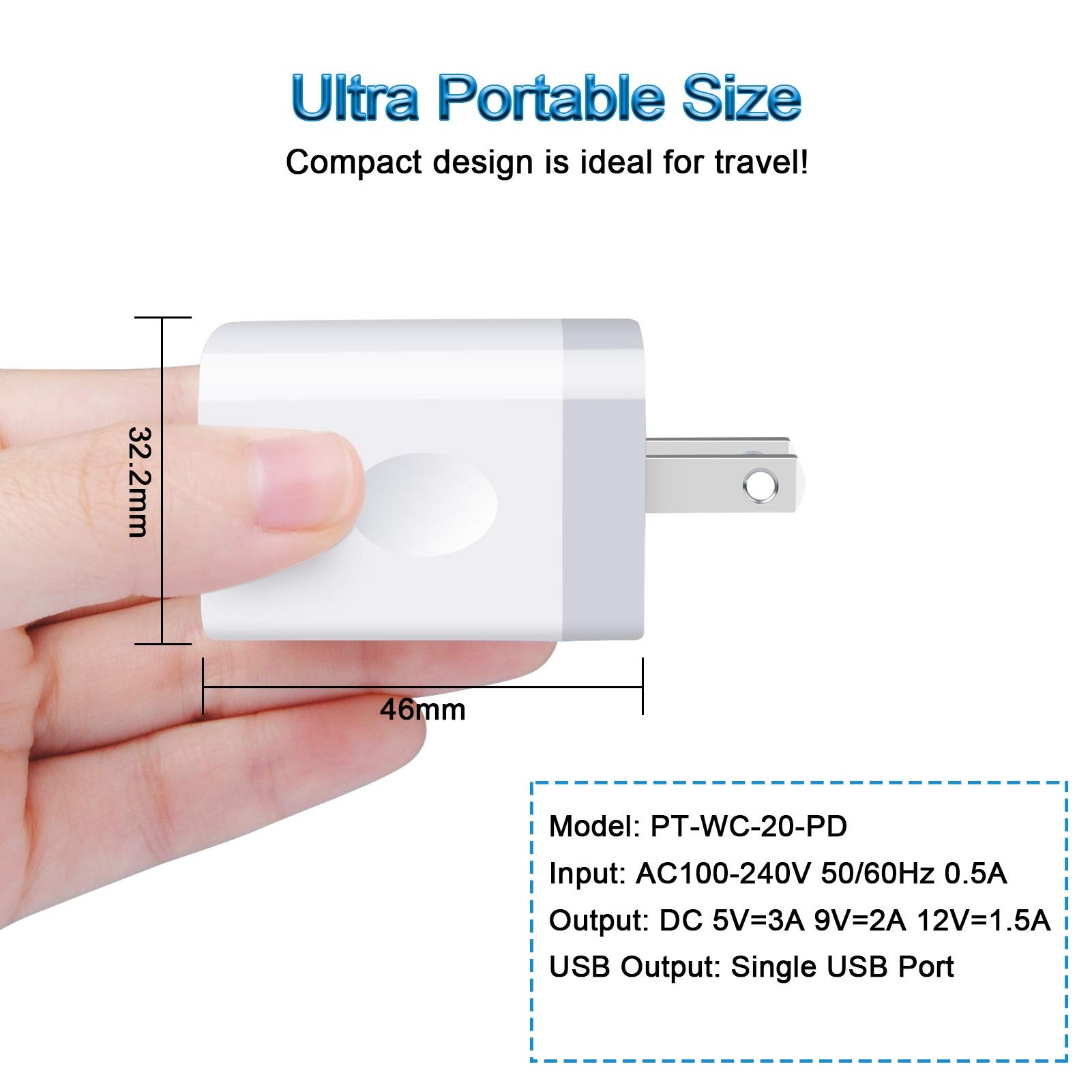 20W USB C Wall Charger Fast Charging Block - Compatible with iPhone 14/13/12/11, AirPods Pro, iPad Air/Pro, MacBook Air & Samsung Galaxy S23/S22/S21 - Compact Power Adapter for Home, Office & Travel