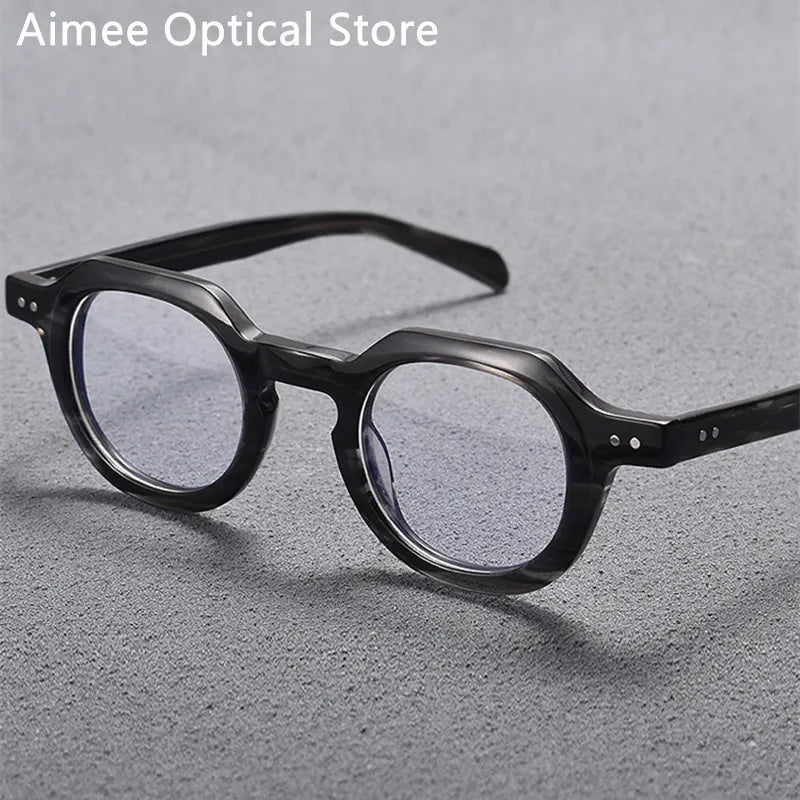Stylish Aimee Unisex Full Rim Flat Top Oval Acetate Eyeglasses 10472 - Trendy Reading Glasses for Work & Fashion