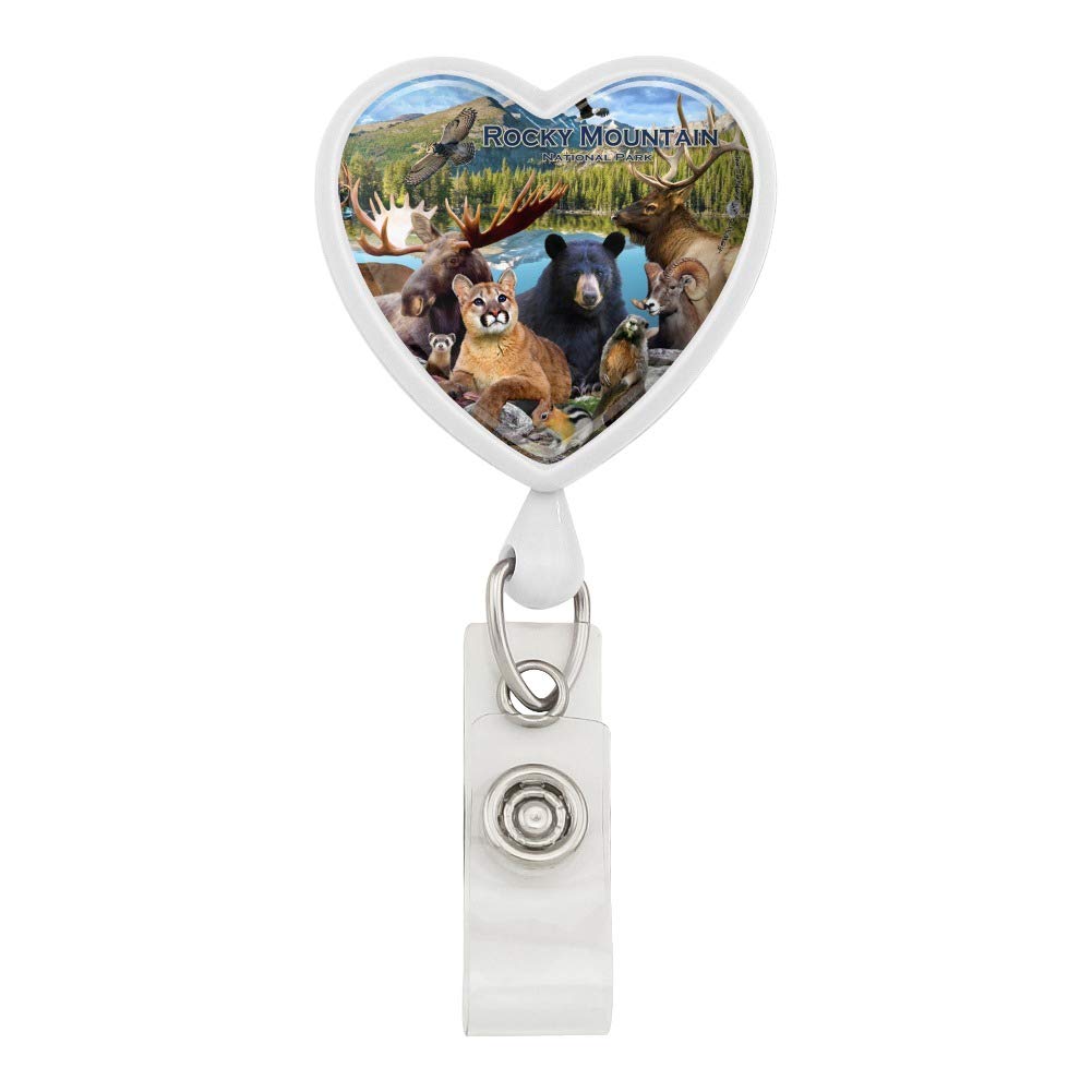 Rocky Mountain National Park Wildlife Themed Retractable ID Badge Holder - Moose, Cougar, Bear, Beaver & Elk Design - Perfect for Park Rangers, Tourists and Outdoor Enthusiasts