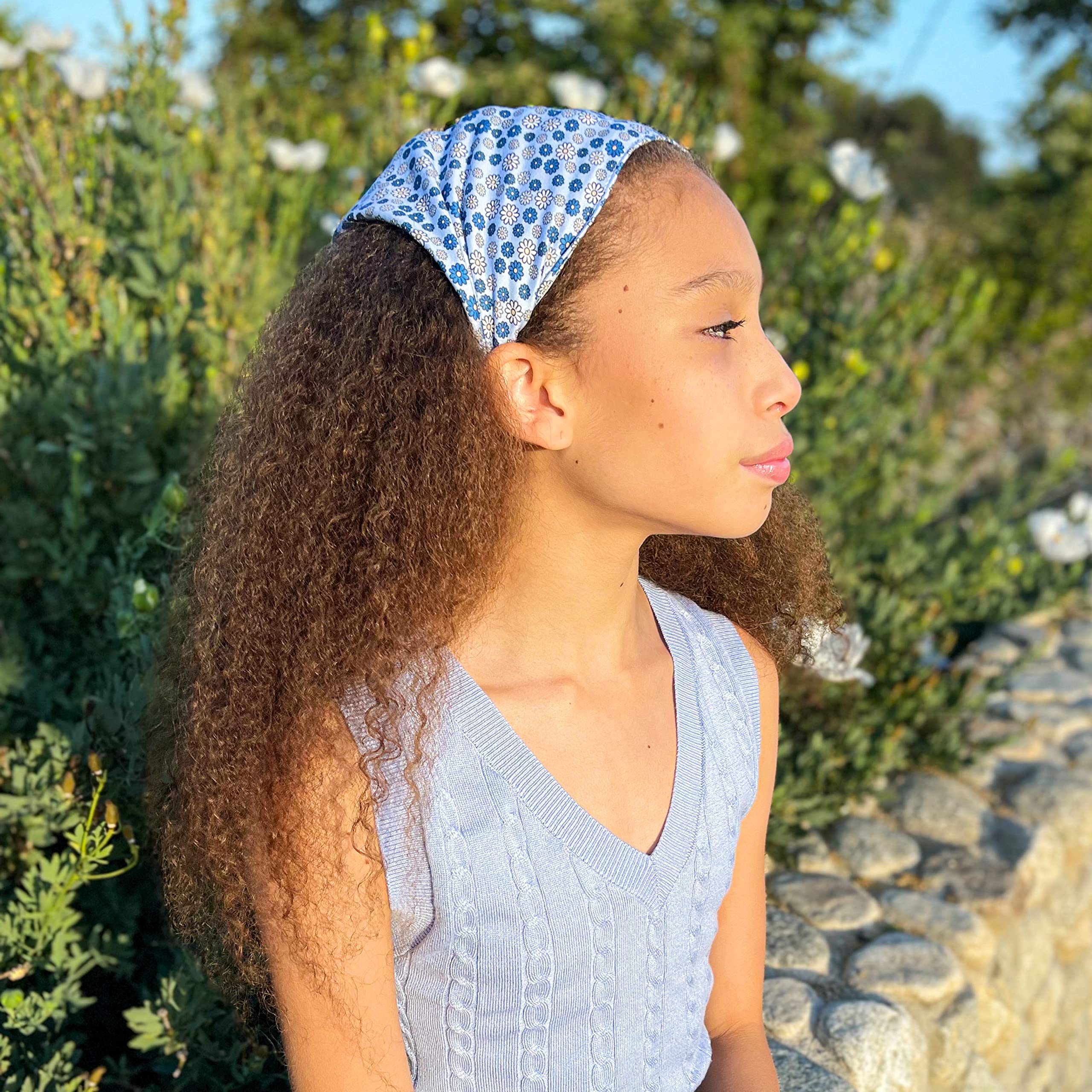 FROG SAC & Mia Talerico Floral Headbands for Girls and Women - Boho Scarf Bandanas, Kerchief Hair Accessories Pack for Teens - Perfect for Parties, Festivals, and Everyday Fashion