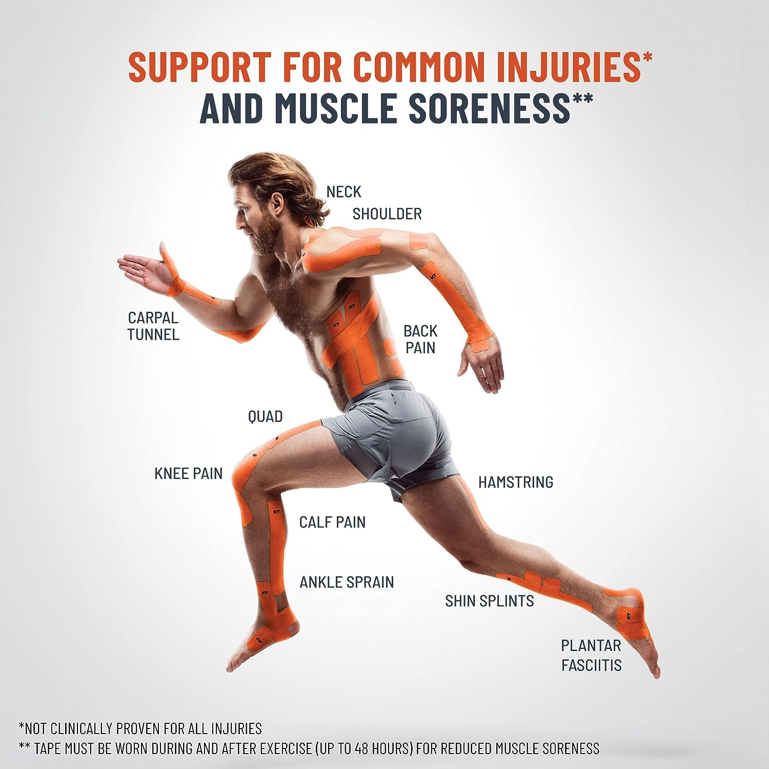 KT Tape Pro Wide Jumbo Kinesiology Therapeutic Sports Tape - Premium Elastic Athletic Tape for Pain Relief & Muscle Support - Ideal for Running, CrossFit, Yoga & Injury Recovery