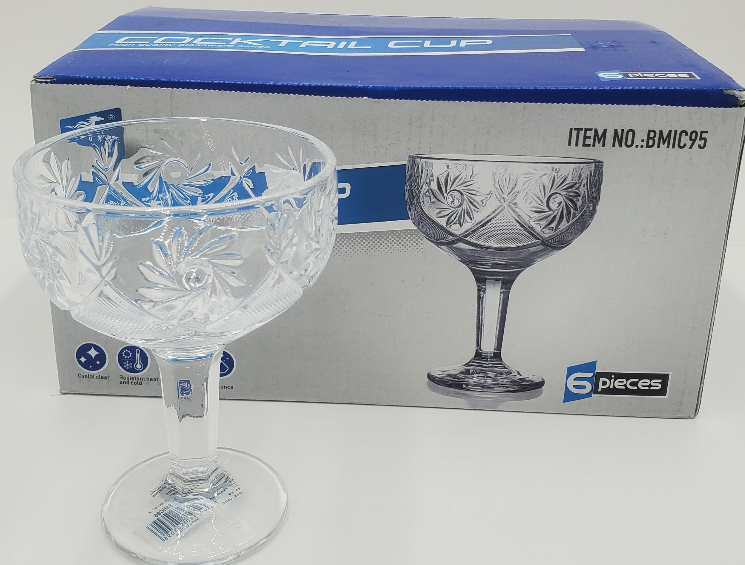 6-Piece Glass Ice Cream Cups Set - Durable & Elegant Dessert Bowls for Ice Cream, Parfait, Pudding & Smoothies - Perfect for Parties, Home & Restaurant Use